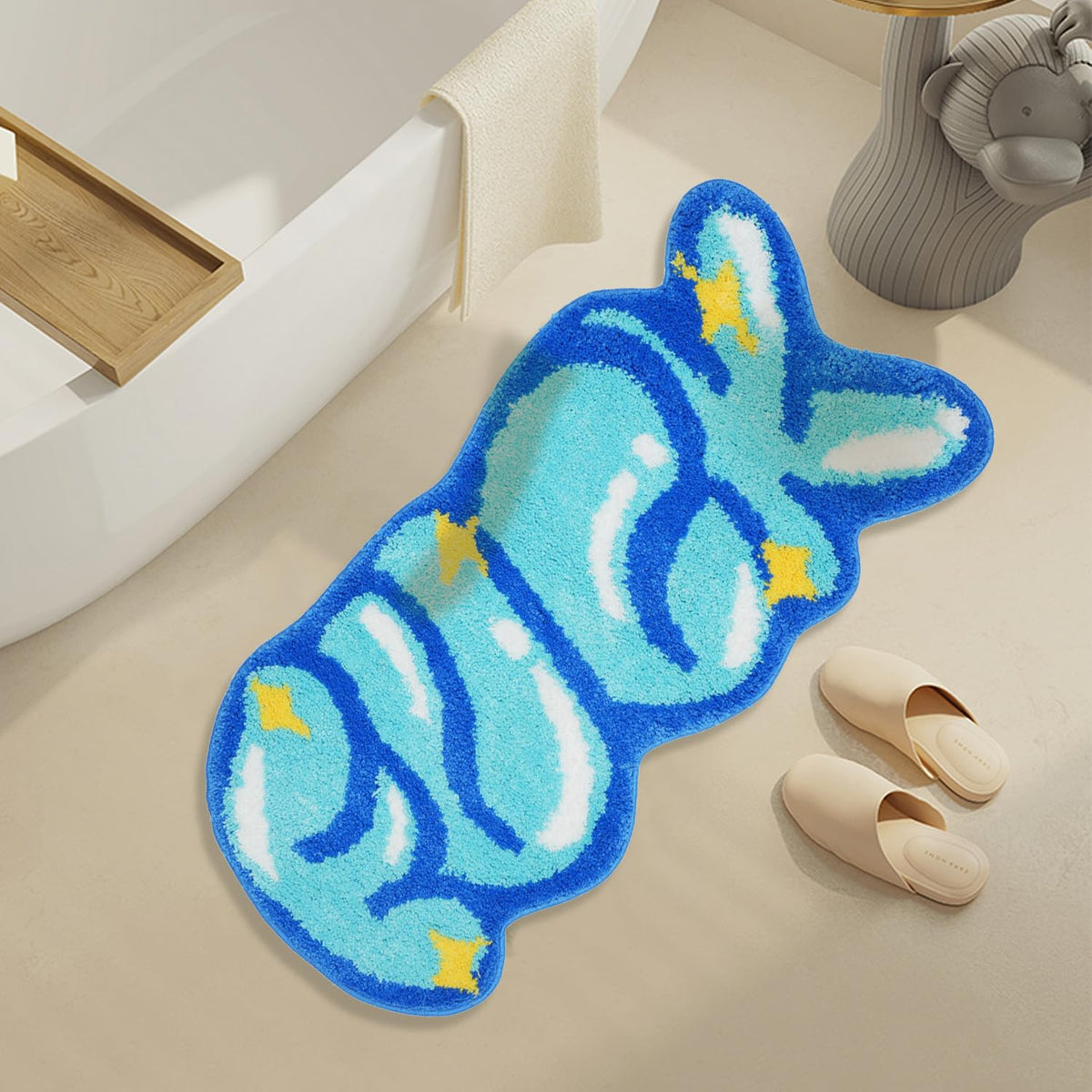 Comblue Blue Cute Bathroom Rugs, Funky Funny Bath Rugs Mat Non Slip For Bathroom Floor, Extra Soft And Absorbent Luxury Microfib