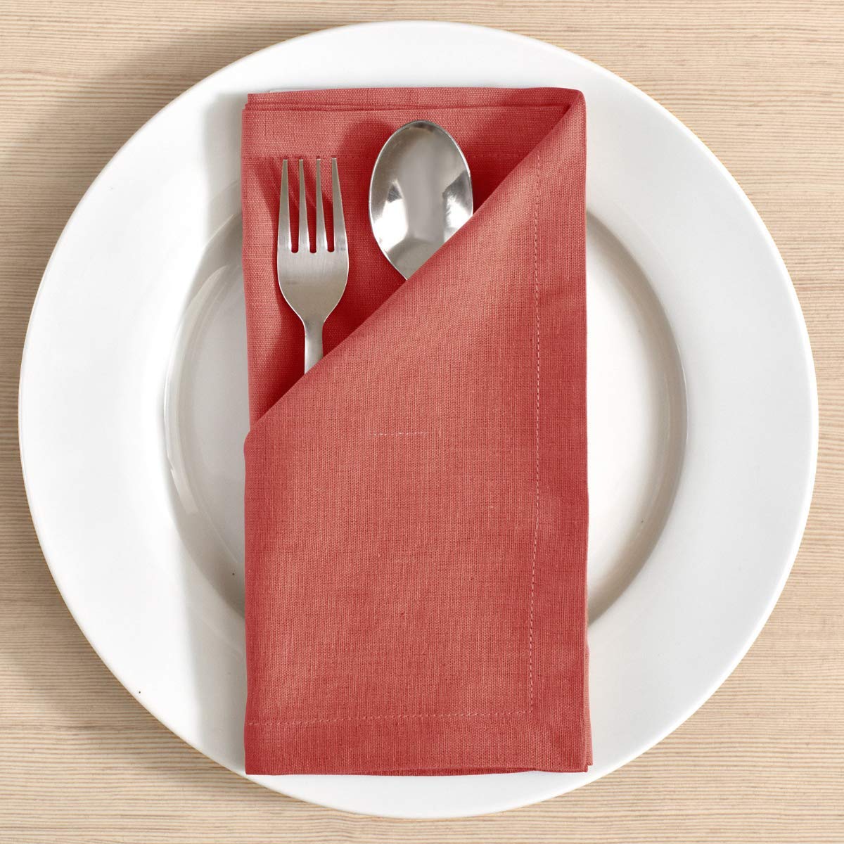 Fingercraft Cloth Napkins Cotton Linen Blend Fabric 12 Pack Premium Quality Mitered Corners For Every Day Use Napkins Are Pre Sh