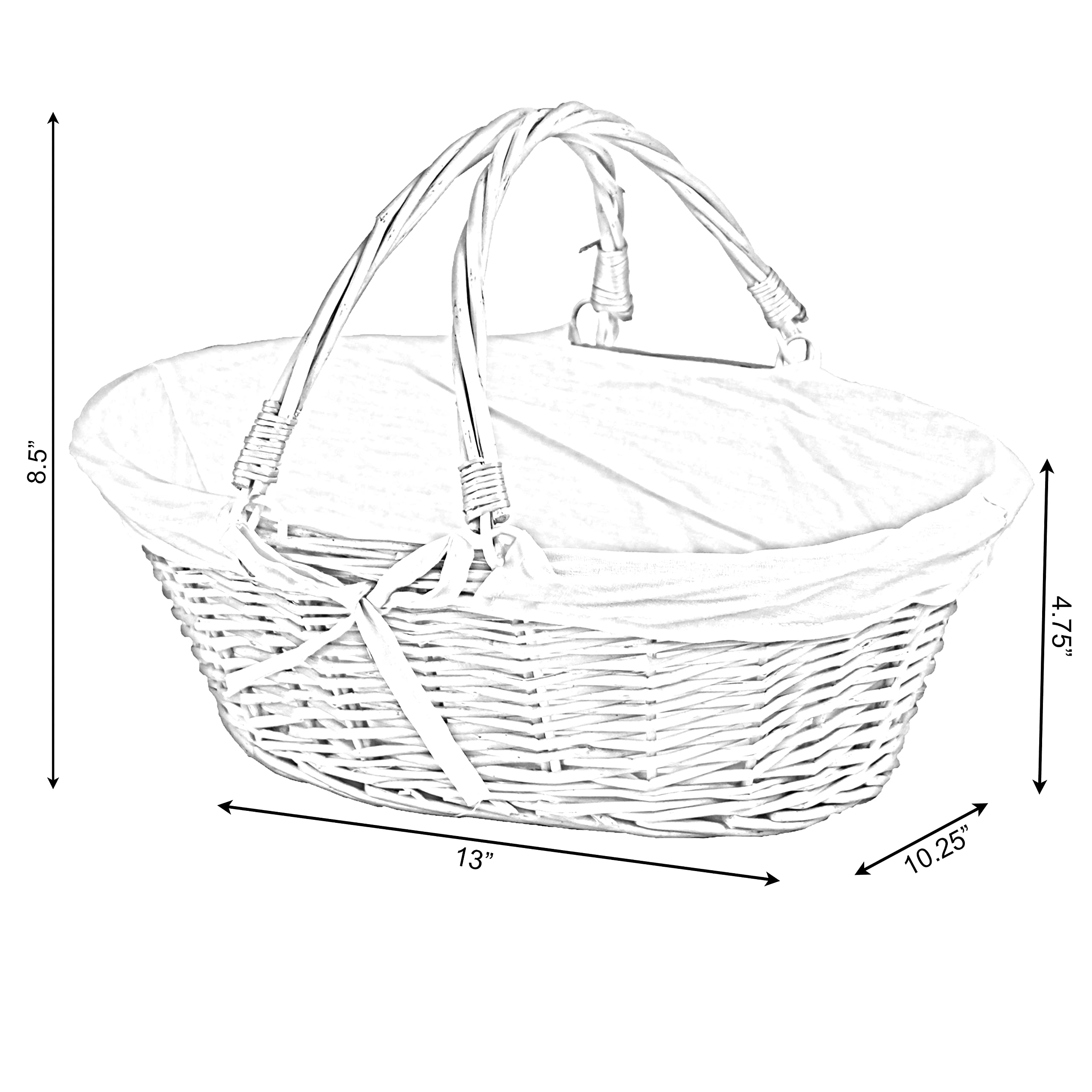 Vintiquewise(Tm Qi003055.Wf Oval Willow Basket With Double Drop Down Handles (2 Units)
