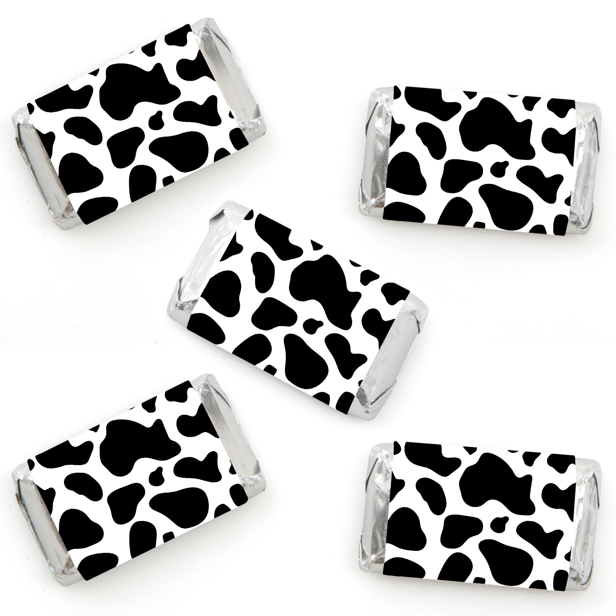 Big Dot Of Happiness Cow Print - Mini Candy Bar Wrapper Stickers - Farm Animal Party Small Favors - 40 Count