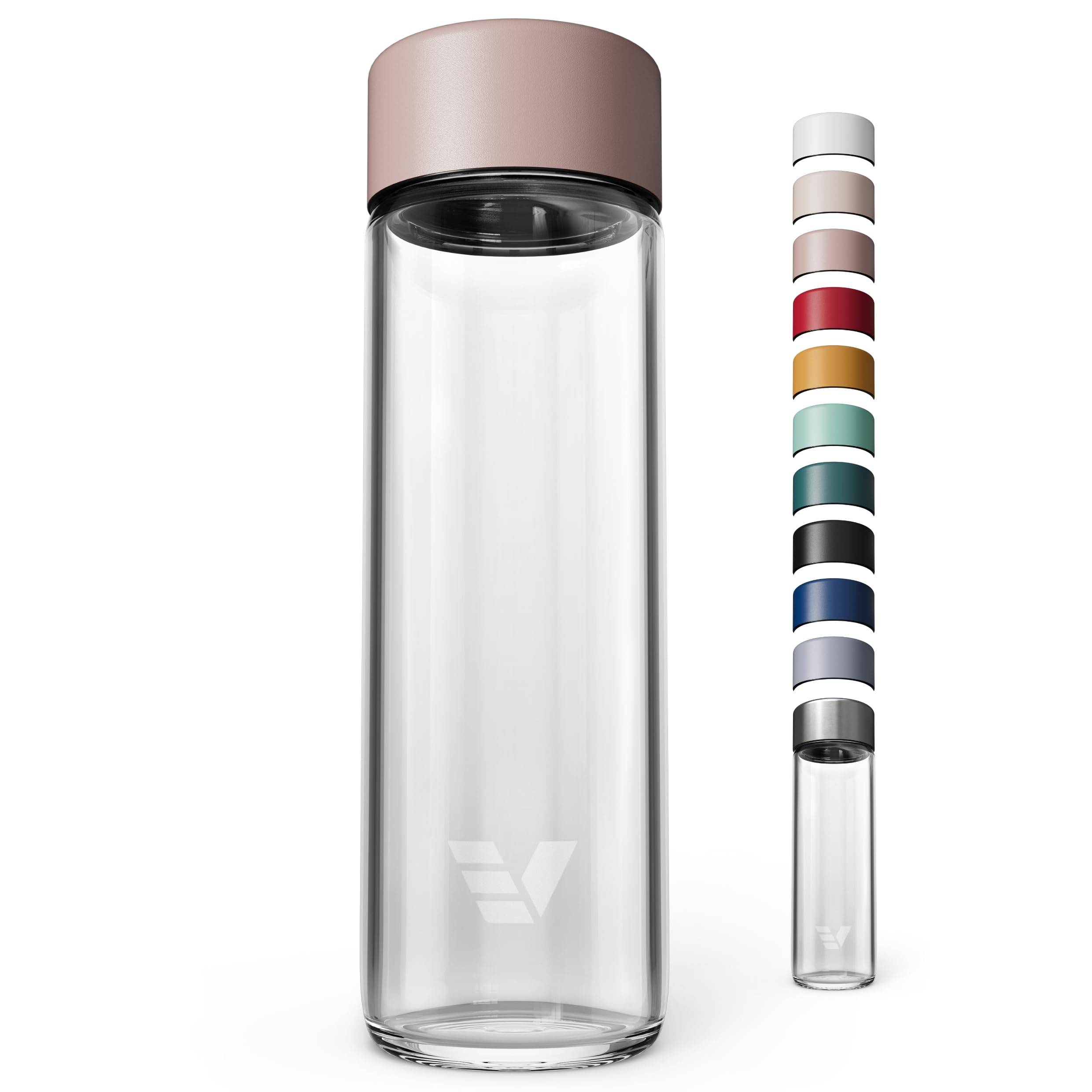 EVER VESSEL Glass Water Bottle 20oz  Noninsulated | Borosilicate Glass | Dishwasher Safe | No Plastic Touches Contents | A pur