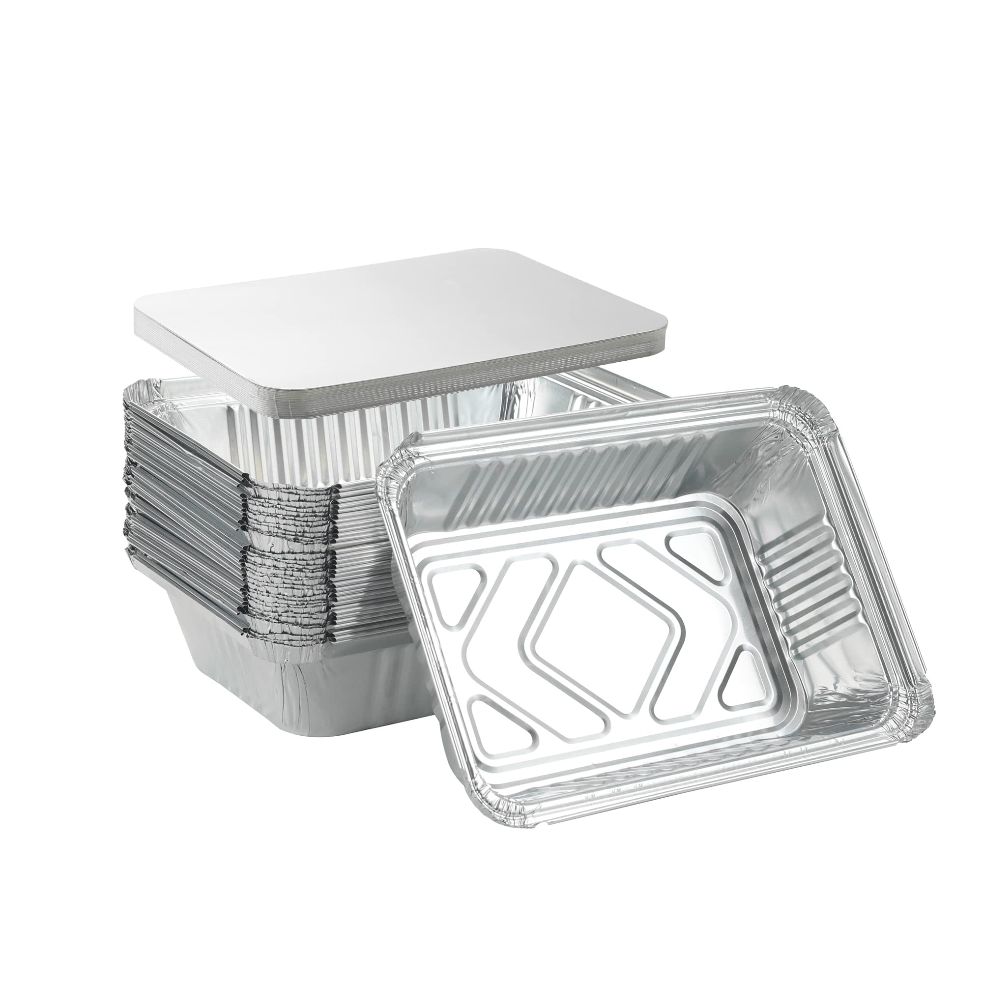 Waytiffer 25Pack Disposable Aluminum Foil Pans with Lids 8.5x6.32.25LB