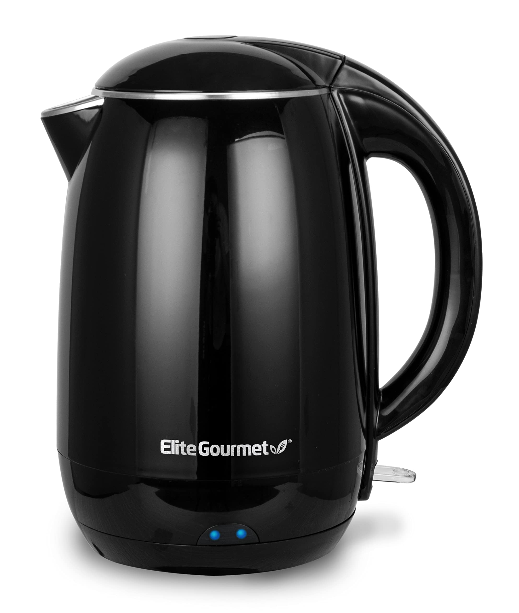 Elite Gourmet Ekt1821 1.8L Double Wall Insulated, Cool-Touch 1500W Kettle W/Stainless Steel Interior & Lid, 360 Swivel Base For