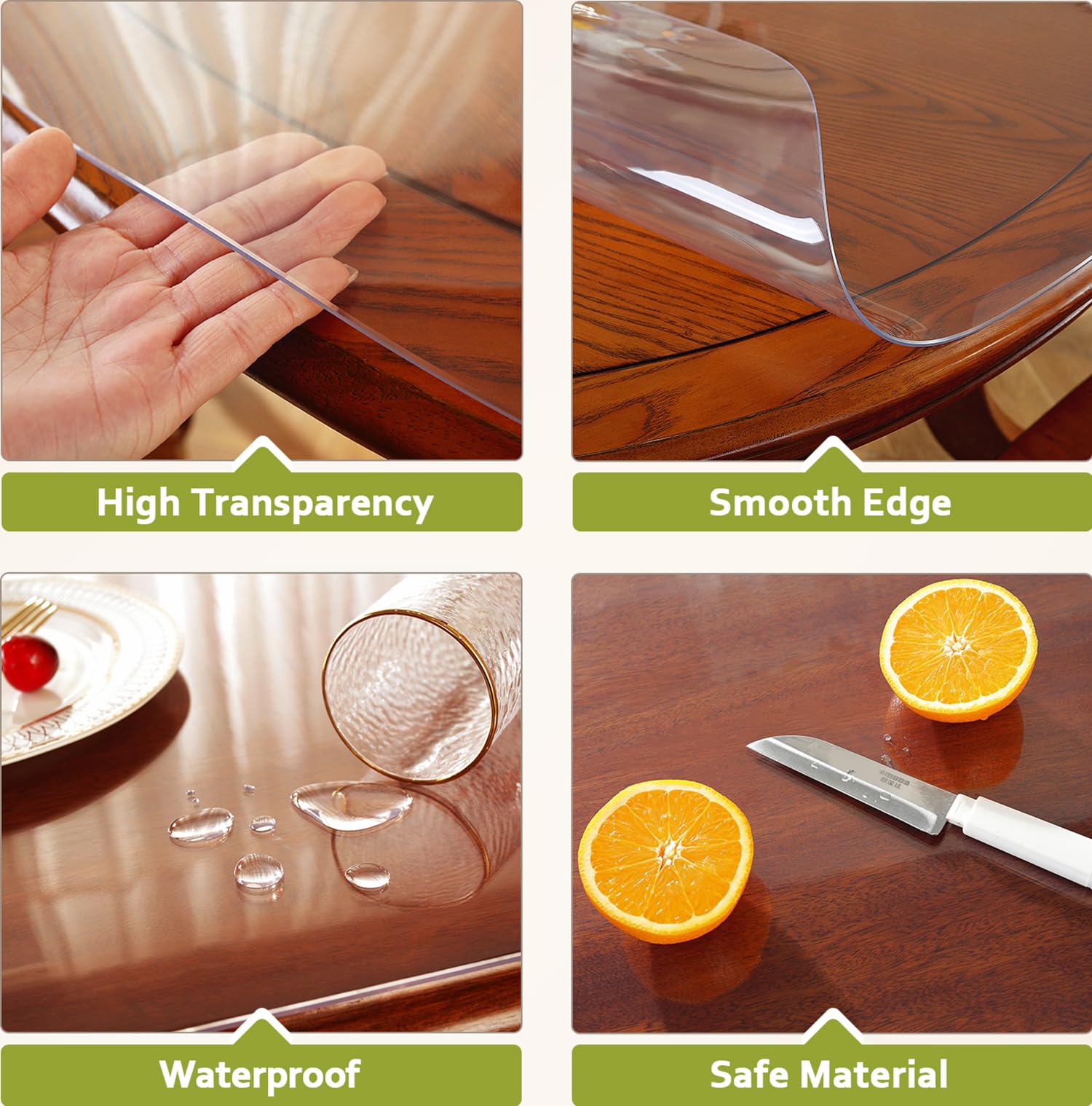 Ostepdecor Clear Round Table Protector 39 Inch 2Mm Thick, Clear Round Table Cover Protector, Plastic Waterproof Pvc Tablecloth,