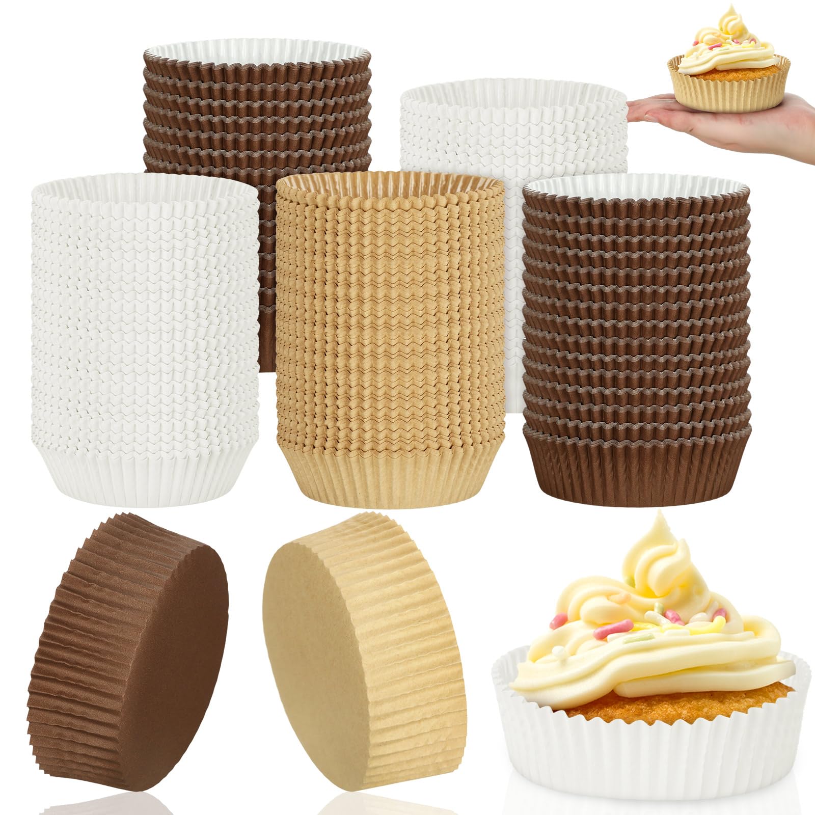 Uiifan Disposable Round Cupcake Liners Paper Baking Cups Wrappers Cupcake Paper Microwave Oven Safe Bakeware Mold for Snacks Cak
