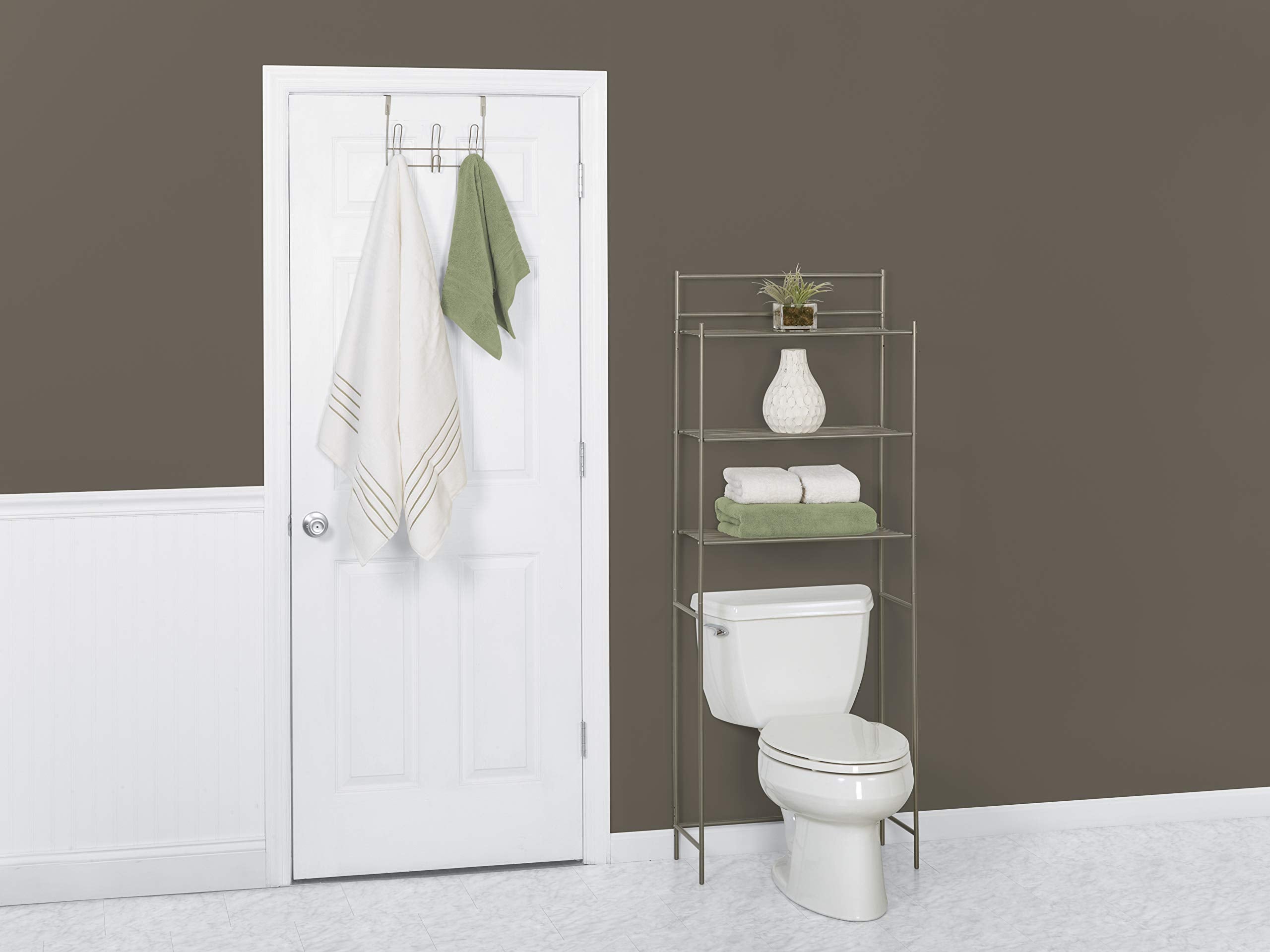 Zenna Home Bb78Nn 3-Piece Bath-In-A-Box Bath Storage Suite: Spacesaver, Shower Caddy And Over-The-Door Hooks, In Satin Nickel