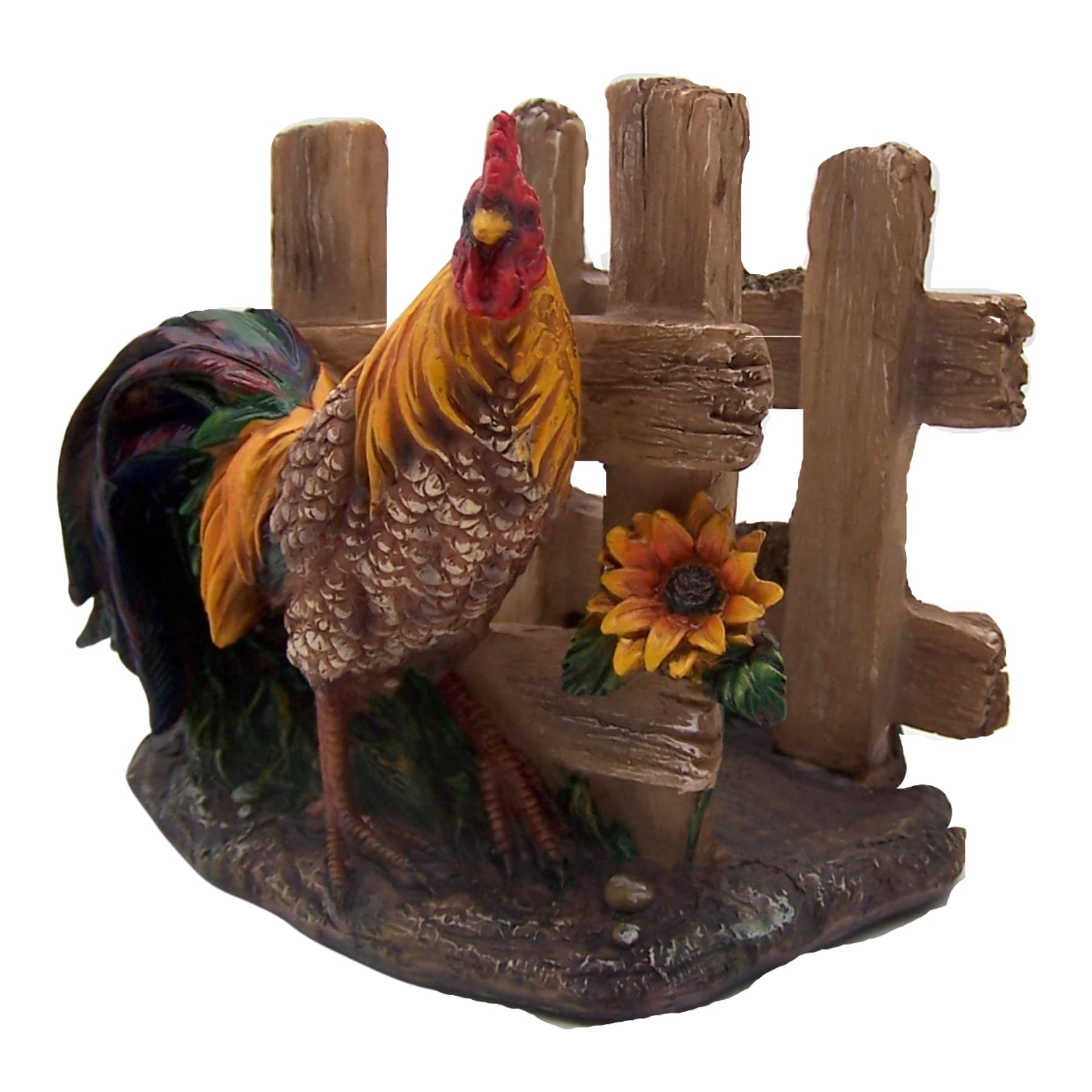 Rooster With Fence Napkin Holder, Kitchen Accessory, Farmhouse D  Cor, Unique Table Accent, 5.25 Inches High