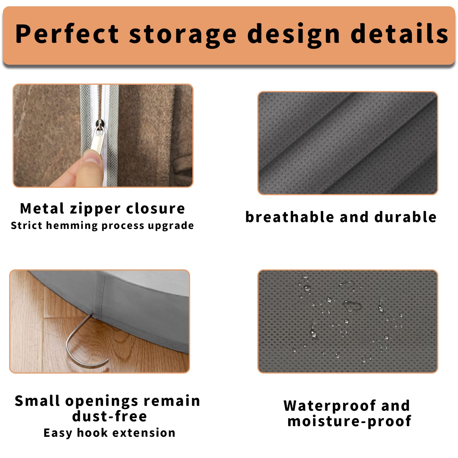 3 Pcs Garment Bags,40''And50'' Peva Moth-Proof Breathable Dust Cover,Clothing Bags For Hanging Clothes With Bedroom,Garment Cove