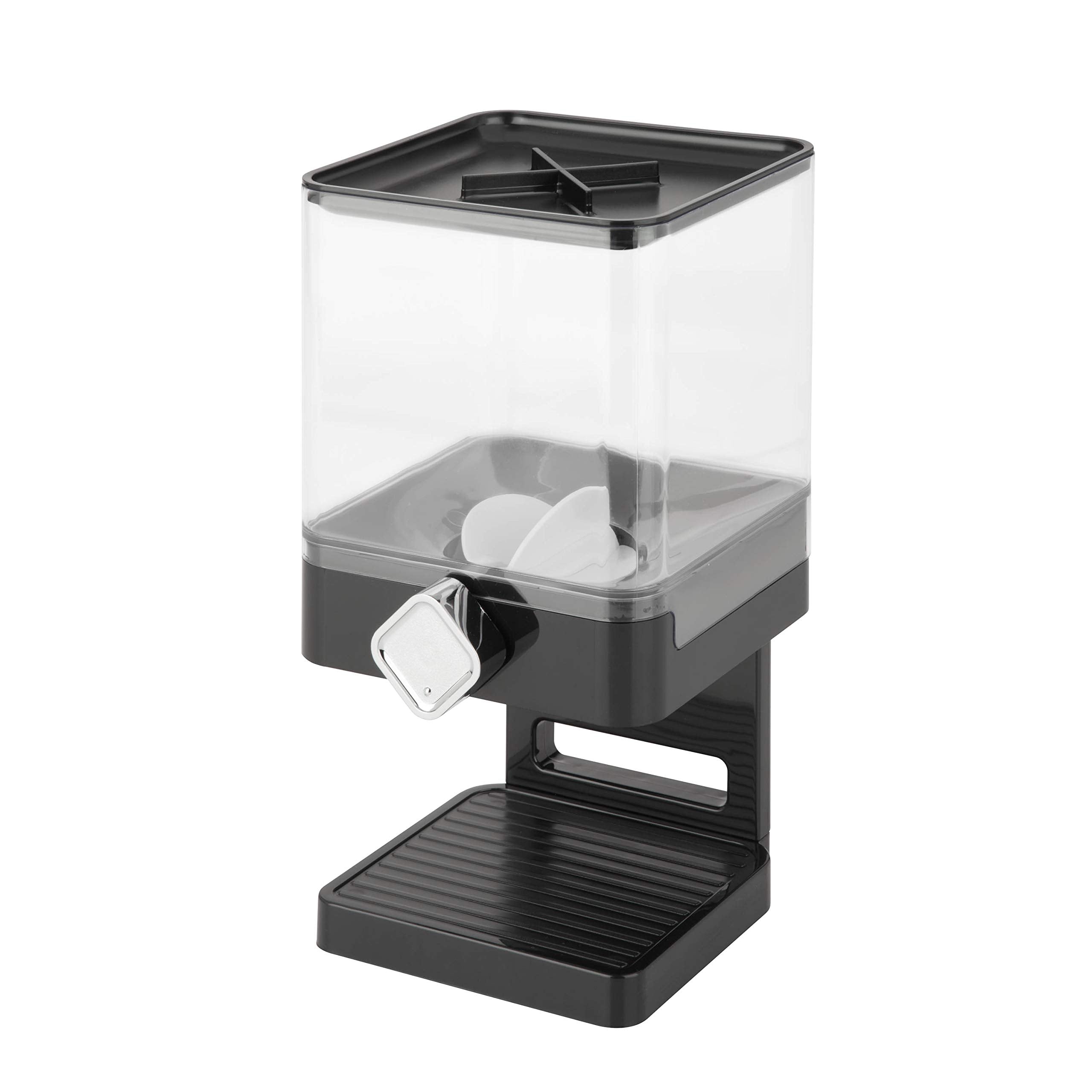 Honey-Can-Do Zevro Compact Dry Food Dispenser, Single Control, Black/Chrome