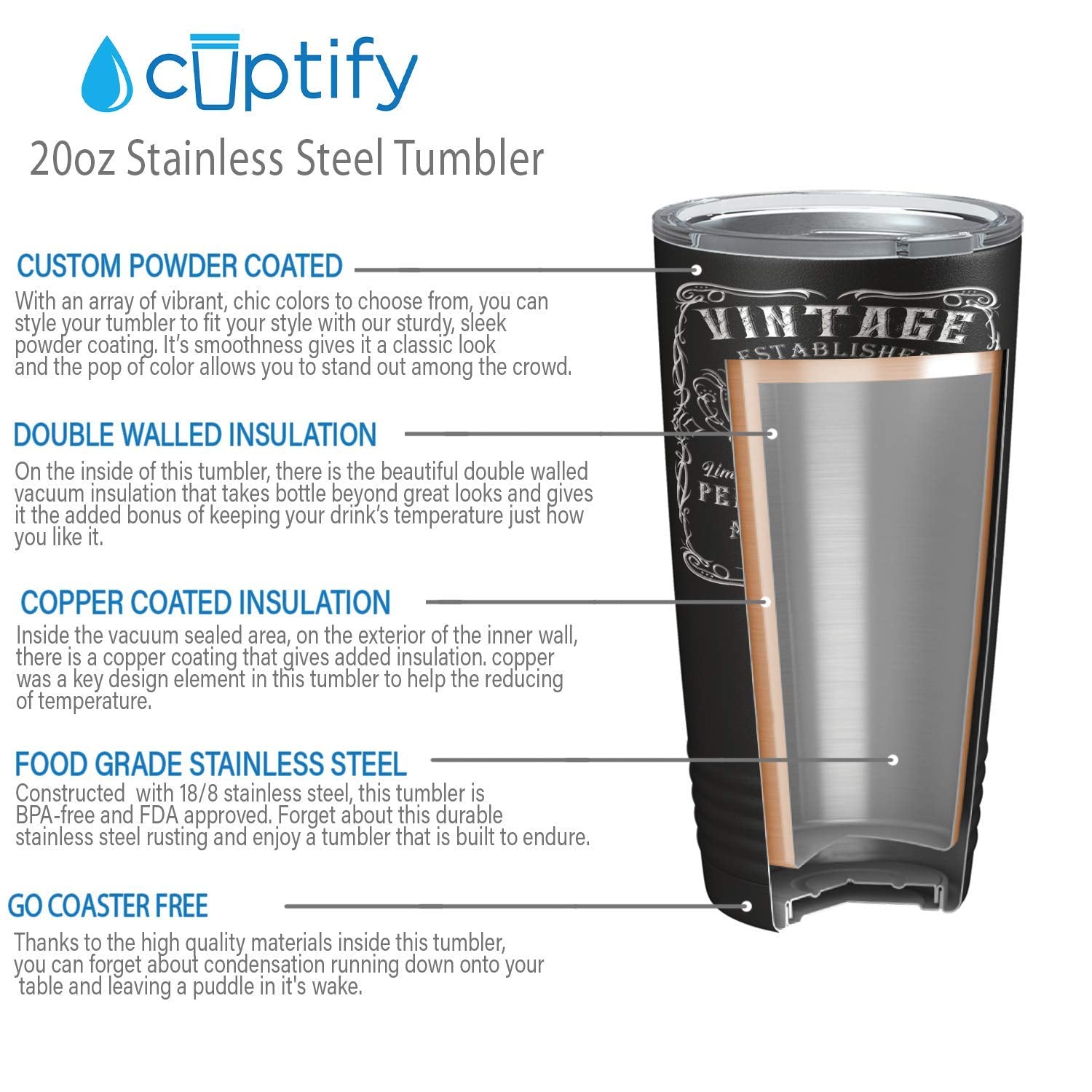 Cuptify 1986 Vintage Perfectly Aged 37Th Birthday Gift For Men And Women 37 Years Old On Black 20 Oz Insulated Stainless Steel T