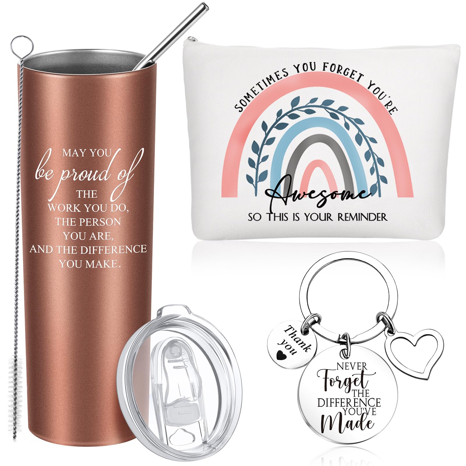 Zhehao Employee Appreciation Gifts Set May You Be Proud Tumbler Cup With Keychain Makeup Bag Graduation Teacher Appreciation Gif