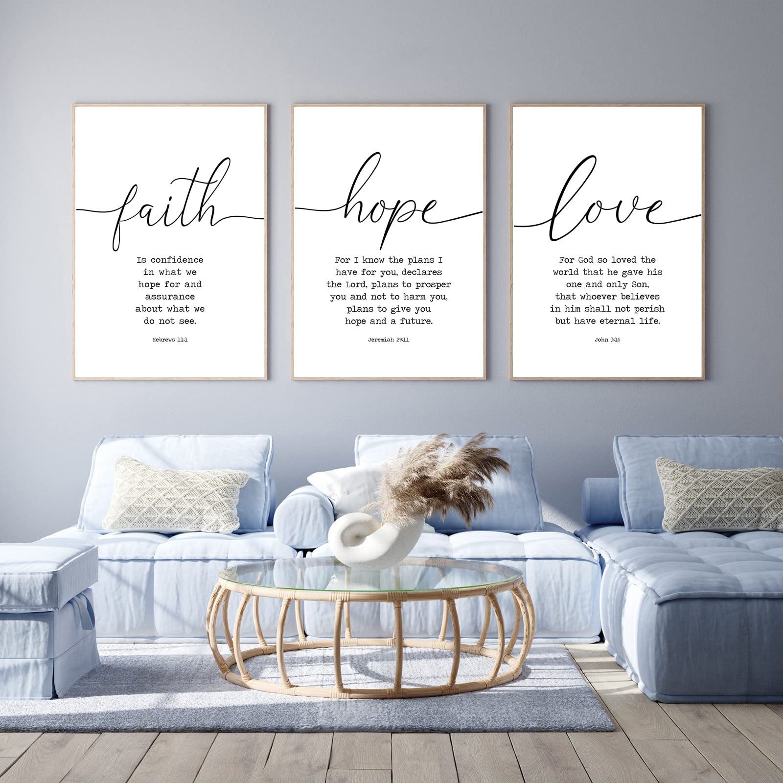Faith Hope And Love Bible Verses 3 Piece Canvas Wall Art Decor Serenity Prayer Wall Art Or Living Room Large Size Christian Art