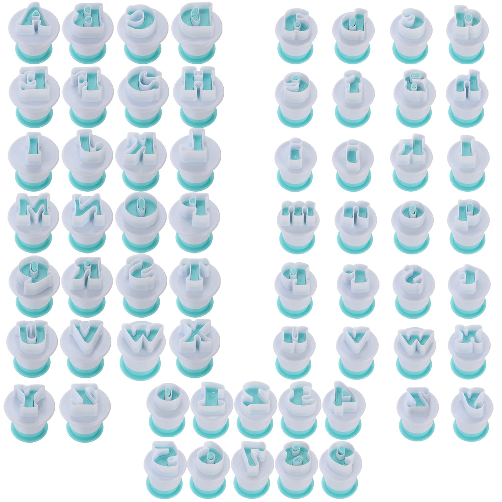 Suwimut 62 Pieces Fondant Alphabet Letter Cutters And Number Set, Cake Biscuit Mold Decorating Tools, Cookie Stamp Impress Embos