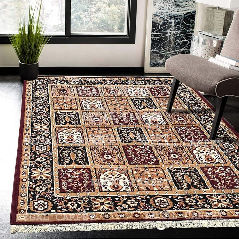 Sifa Carpet Floral Design Soft Acrylic Carpet For Living Room- 5X7 Feet Brown Color (150X200 Cm, Rectangular)