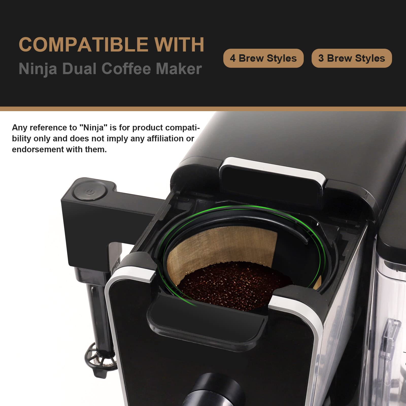 Brikinte Reusable Coffee Filter For Ninja Coffee Maker, 4 Cone Coffee Maker Filter #4 For Ninja Dual Brew Coffee Maker Filter Ni