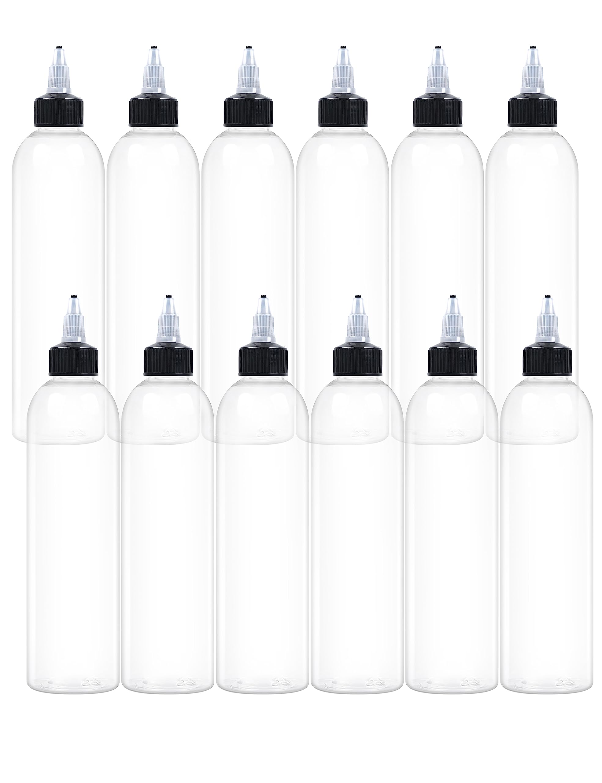 Eosau 12 Pcs 8Oz Plastic Squeeze Bottles With Twist Top Cap, 250Ml Clear Dispensing Bottles, Empty Squirt Bottle For Liquids, Sa