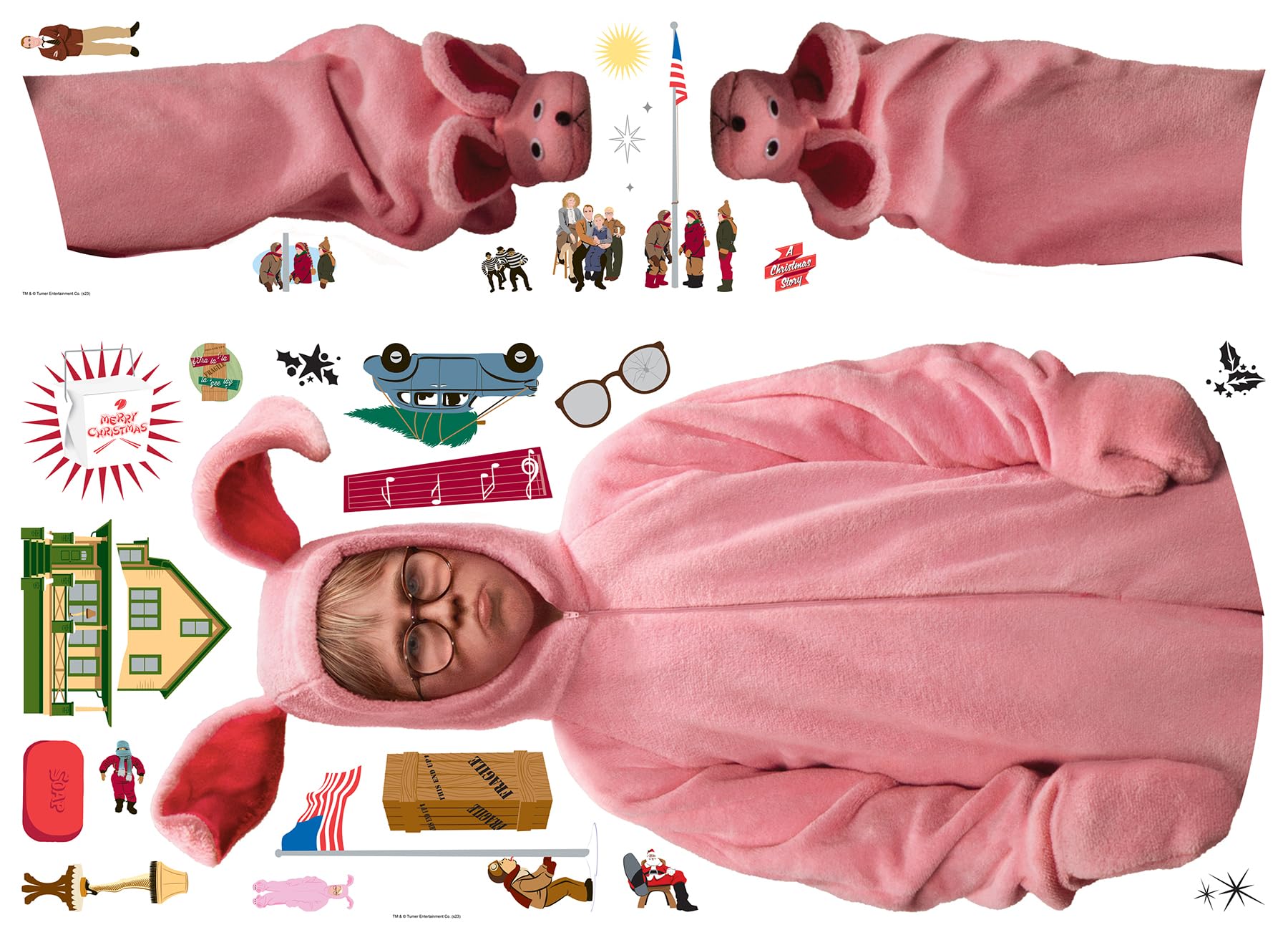 RoomMates Peel and Stick Wall Decals - A Christmas Story Ralphie Bunny Suit, Pink, Vinyl, RMK5409GM, Unit Size