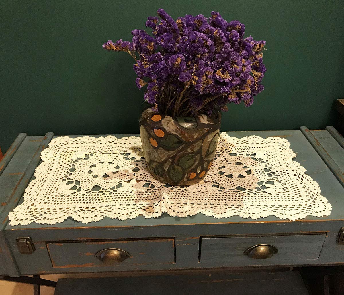 Janef Beige Handmade Crochet Cotton Table Runner Lace Doilies Doily Rectangle Dresser Scarves,16 By 28 Inches.