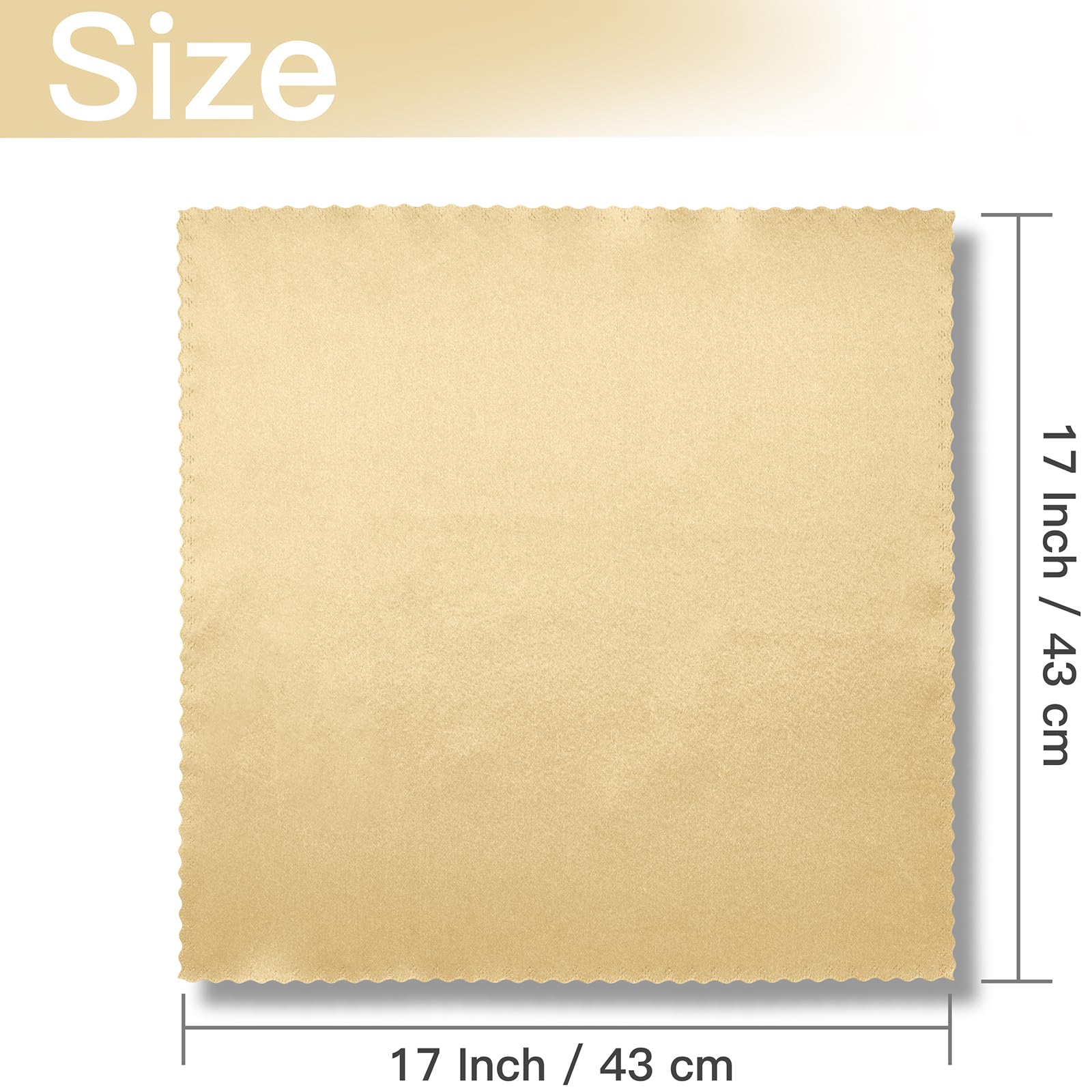 Vacvelt 24 Pack Gold Satin Napkins 17X17 Inch Wedding Napkins, Scalloped Elegant Dinner Napkins Square Table Napkins Decor, Silk