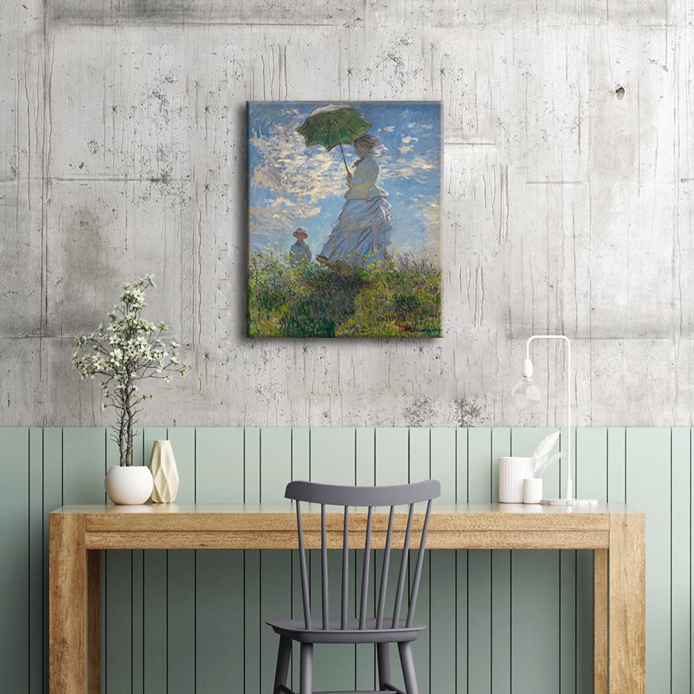 Wieco Art Woman With A Parasol Madame Monet And Her Son Canvas Prints Wall Art Of Claude Monet Famous Classic Oil Paintings Repr