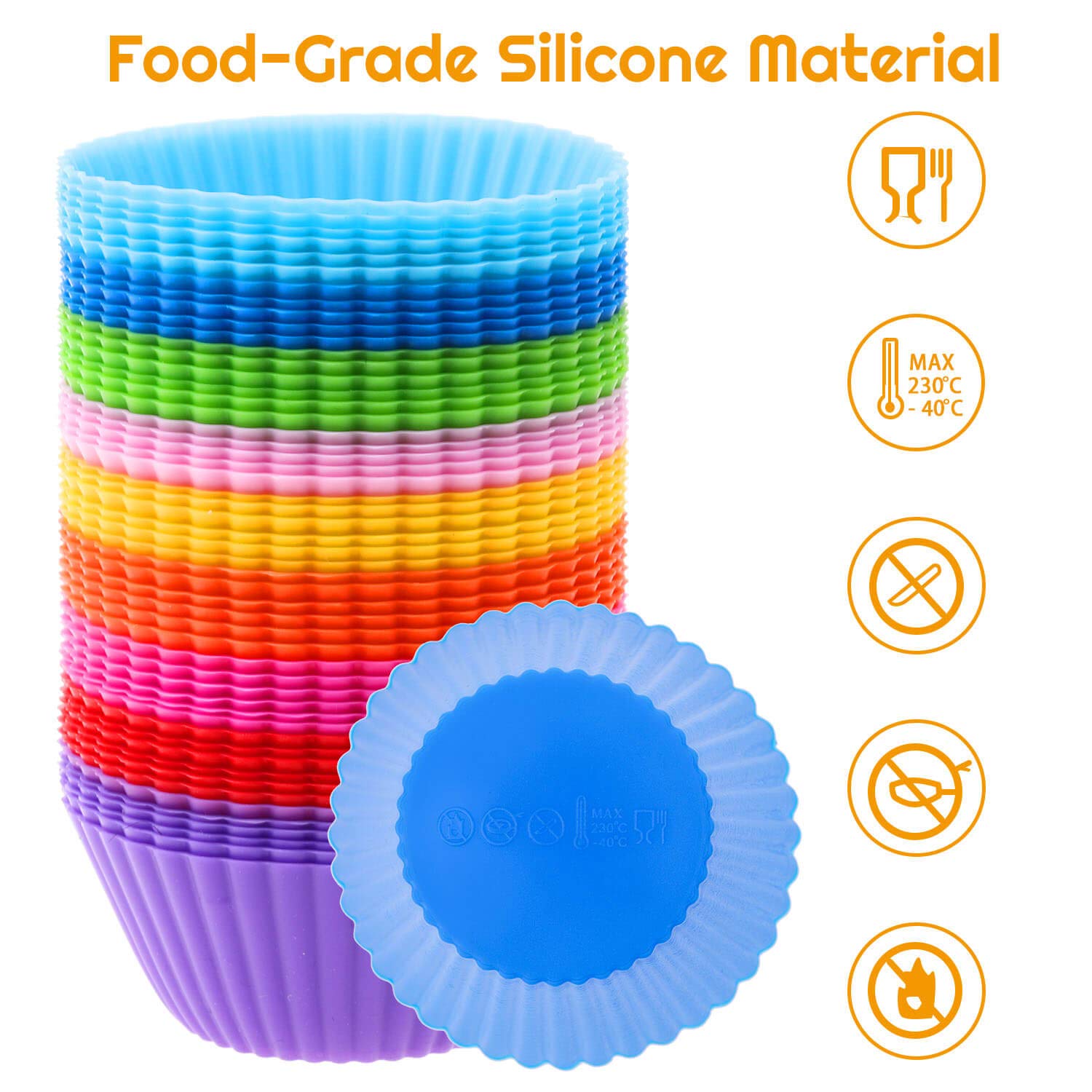 54 Pack Silicone Muffin Cups, Selizo Silicone Cupcake Baking Cups Reusable Muffin Liners Cupcake Wrapper Cups Holders For Muffin