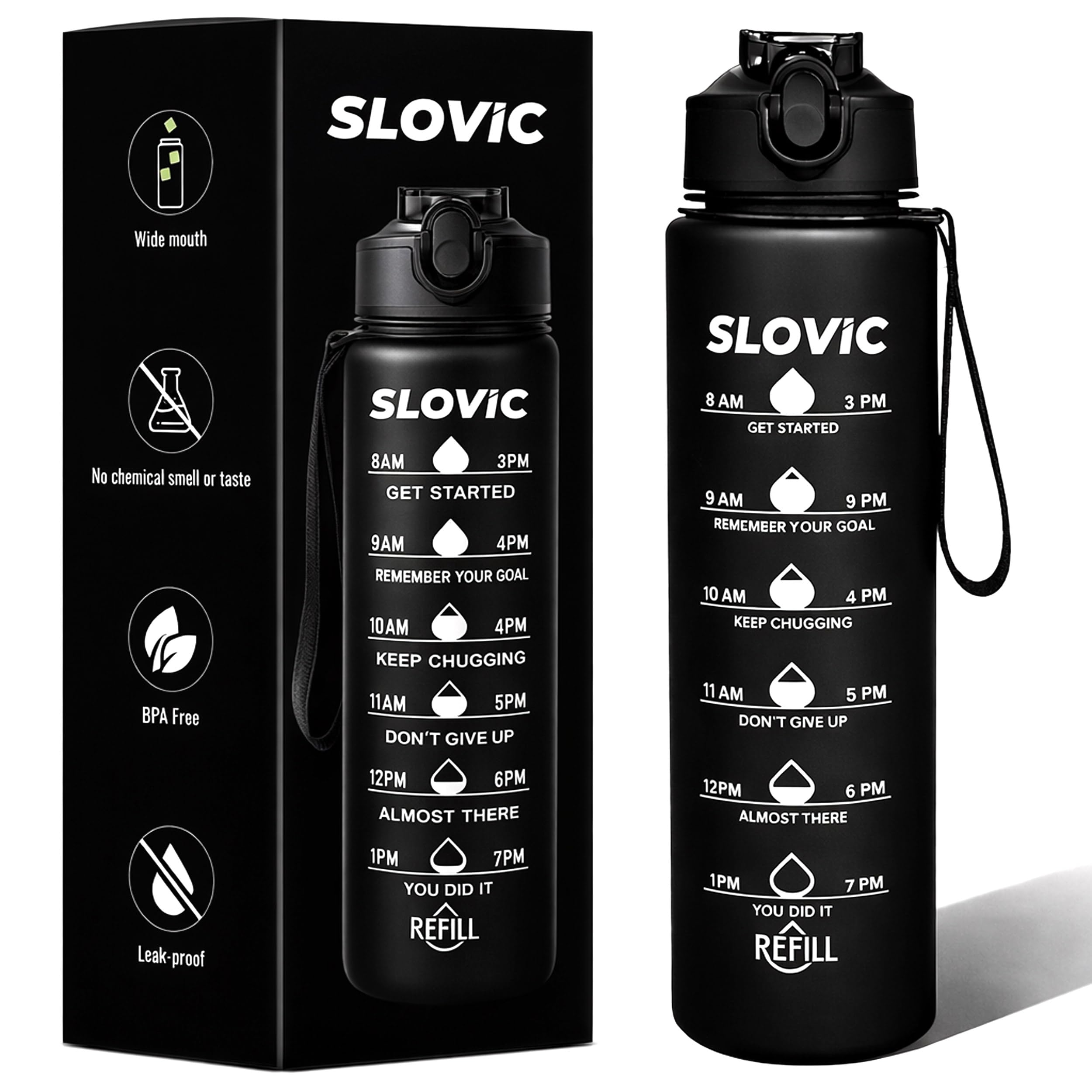 Slovic Sipper Water Bottle 1 Ltr | Gym Sipper Water Bottles For Adults | Motivational Water Bottle Ideal For Gym, Office, Travel