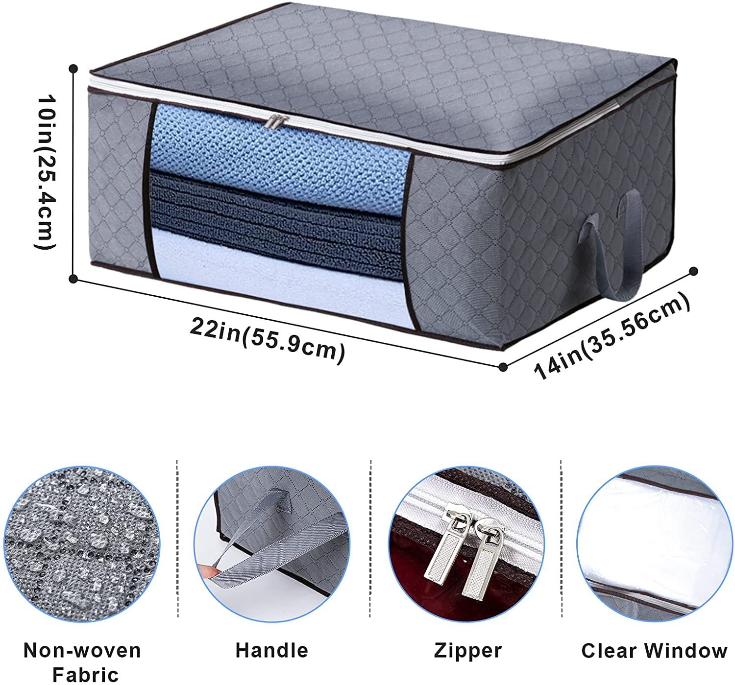Arvanaindia Polypropylene Wardrobe Organizer & Blanket Storage Bags Large Capacity Clothes Storage Bags Foldable Closet Organise