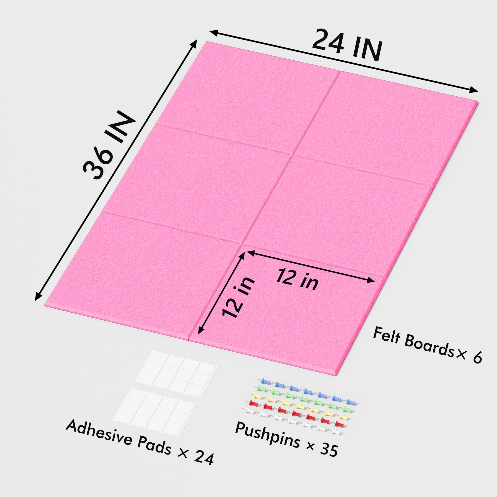 Neatsure Large Cork Board for Wall, 36 x 24 Bulletin Board with Pushpins, 6 Panels Felt Tiles Tack Push Pin Board for Office, Pi