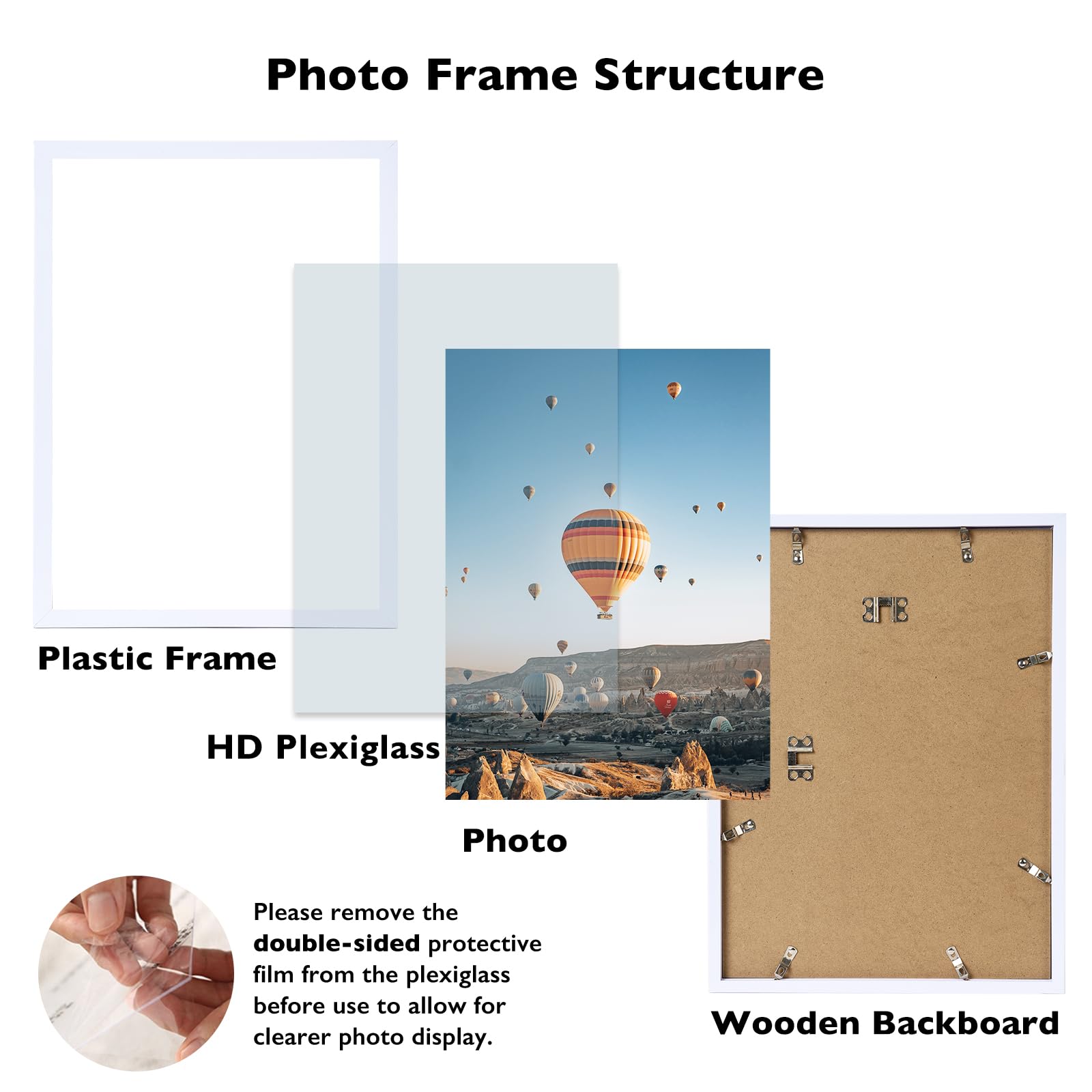JCJMY 12x14 Picture Frame White for Wall Hanging, Wall Mounting Horizontally or Vertically, 12 x 14 Wall Gallery Poster Photo Fr