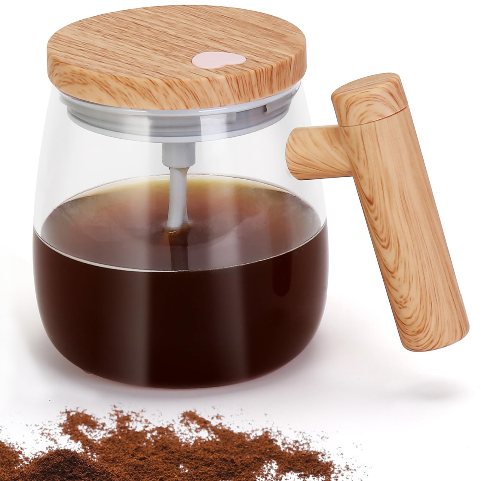 Valinks Self Stirring Coffee Mug, Glass Electric Self Mixing Cup With Lid & Handle, 400Ml Auto Self Stirring Cup To Stir Coffee,