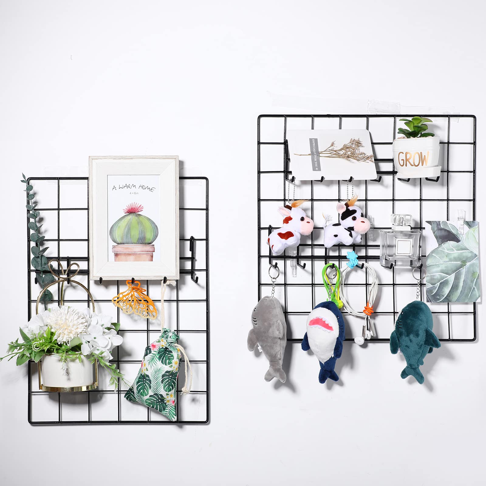 Coume Metal Grid Hooks Rack For Wall Grid Panel, 4 Pack Hanging Hooks For Wall Grid Storage And Display, Grid Wall Accessories B