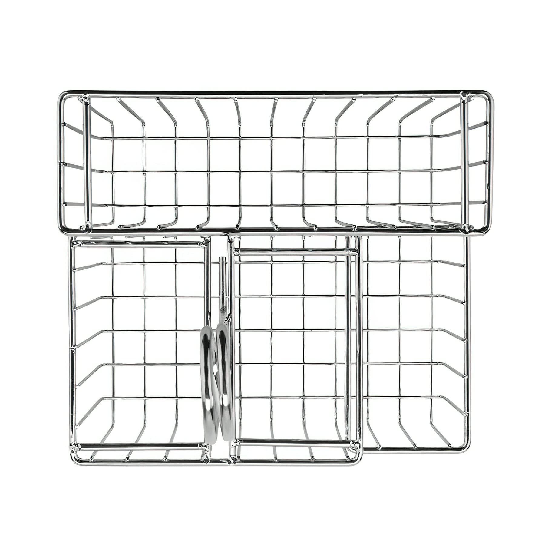 G.E.T. 4-21699 Chrome Four Compartment Condiment Caddy Metal Specialty Servingware Collection, 8'' X 7'' X 9'' Tall, Chrome