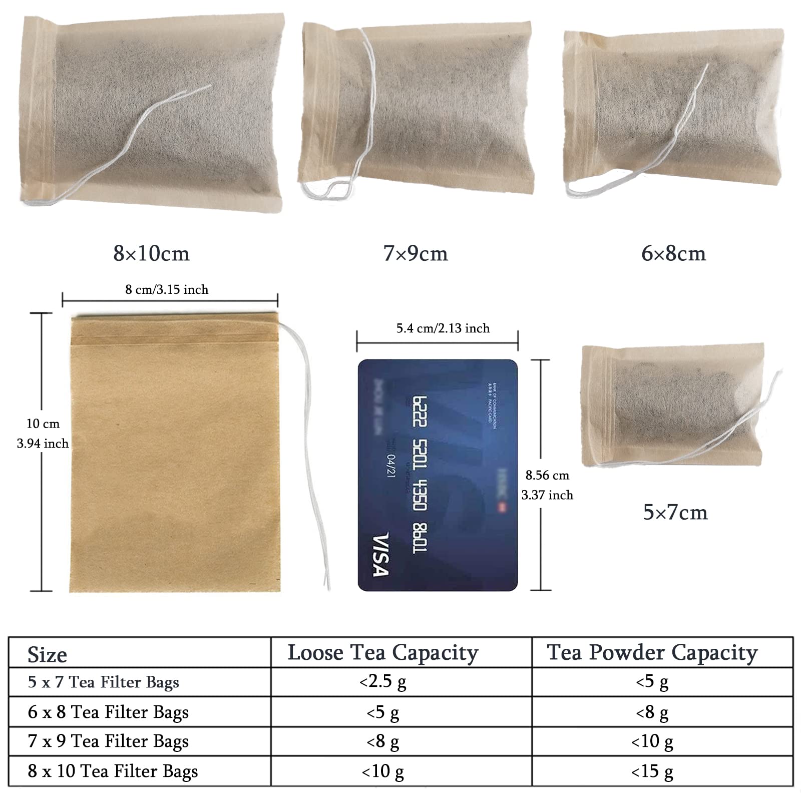 Nepak 600 Pcs Disposable Tea Filter Bags For Loose Tea,Drawstring Empty Bag For Loose Leaf Tea,With 100% Natural Unbleached Pape