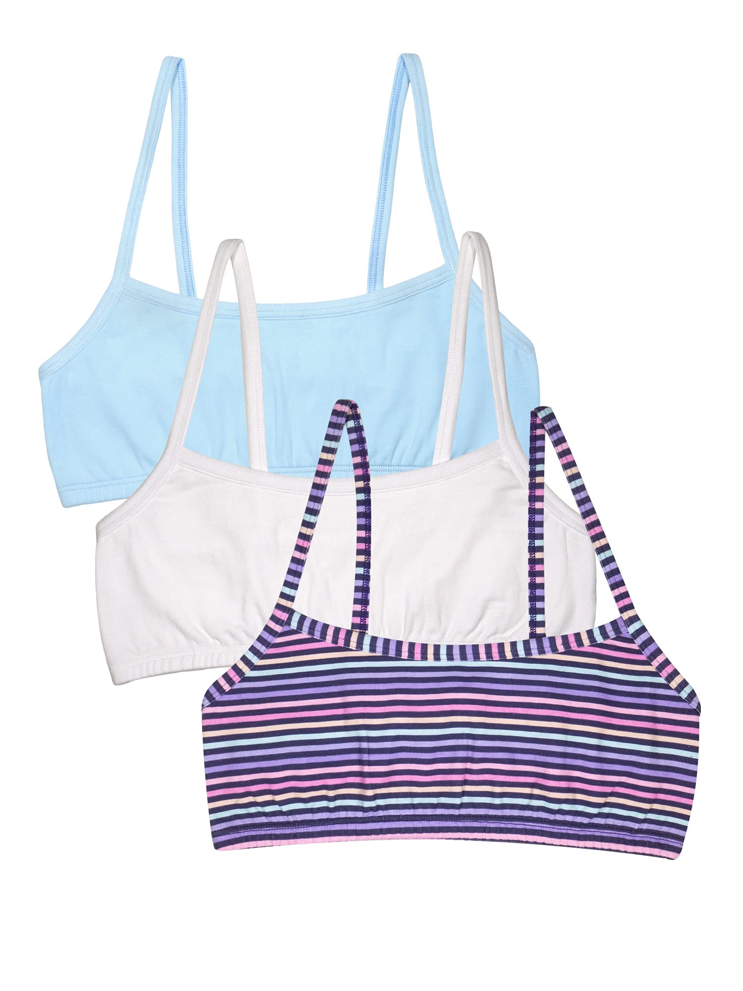 Fruit Of The Loom Girls Spaghetti Strap Sports Bra, Happy Stripewhiteeyeshadow, 38