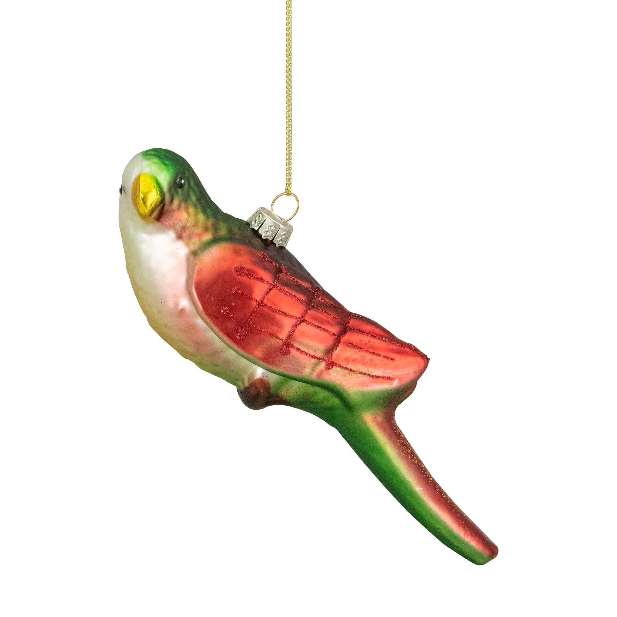 6.5 Yellow and Red Parrot Glass Christmas Ornament