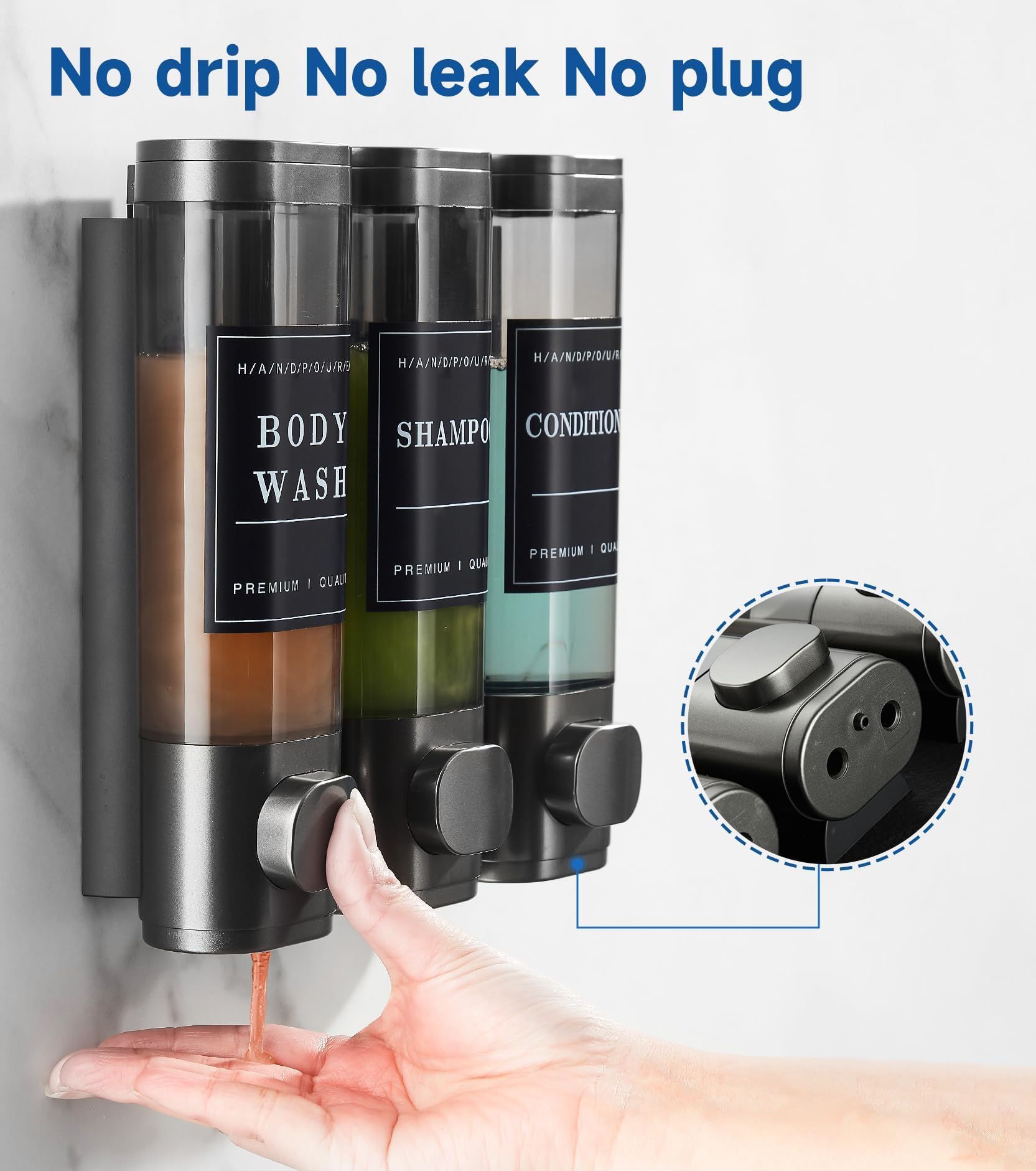 Cabo Deseado Shower Soap Dispenser Wall Mounted No Drill Shampoo Dispenser For Shower Wall Shampoo And Conditioner Dispenser Bat