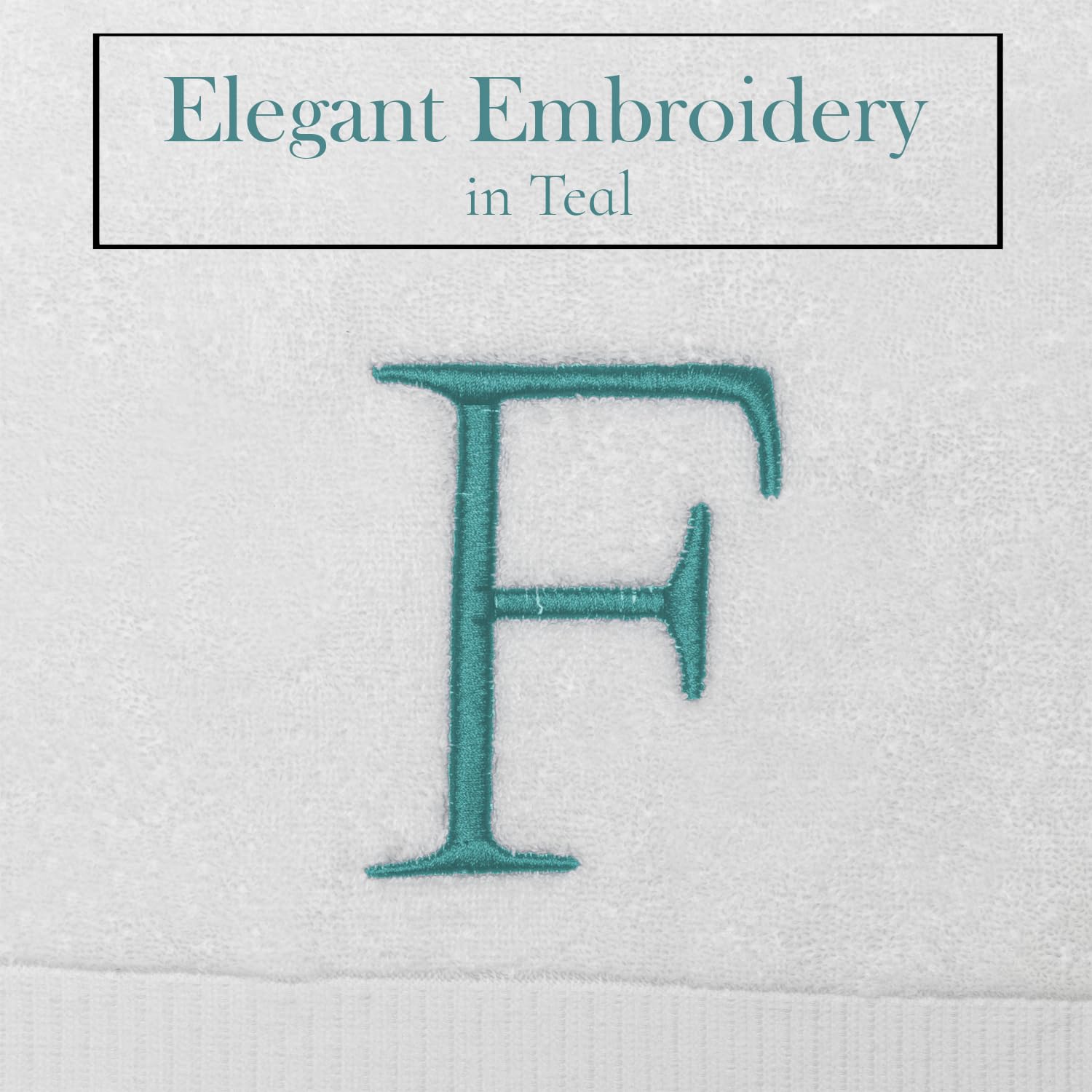 Teal Monogrammed Hand Towel For Bathroom - Initial Hotel Quality Decorative Embroidered Luxury Towel For Powder Room, Spa - Gots