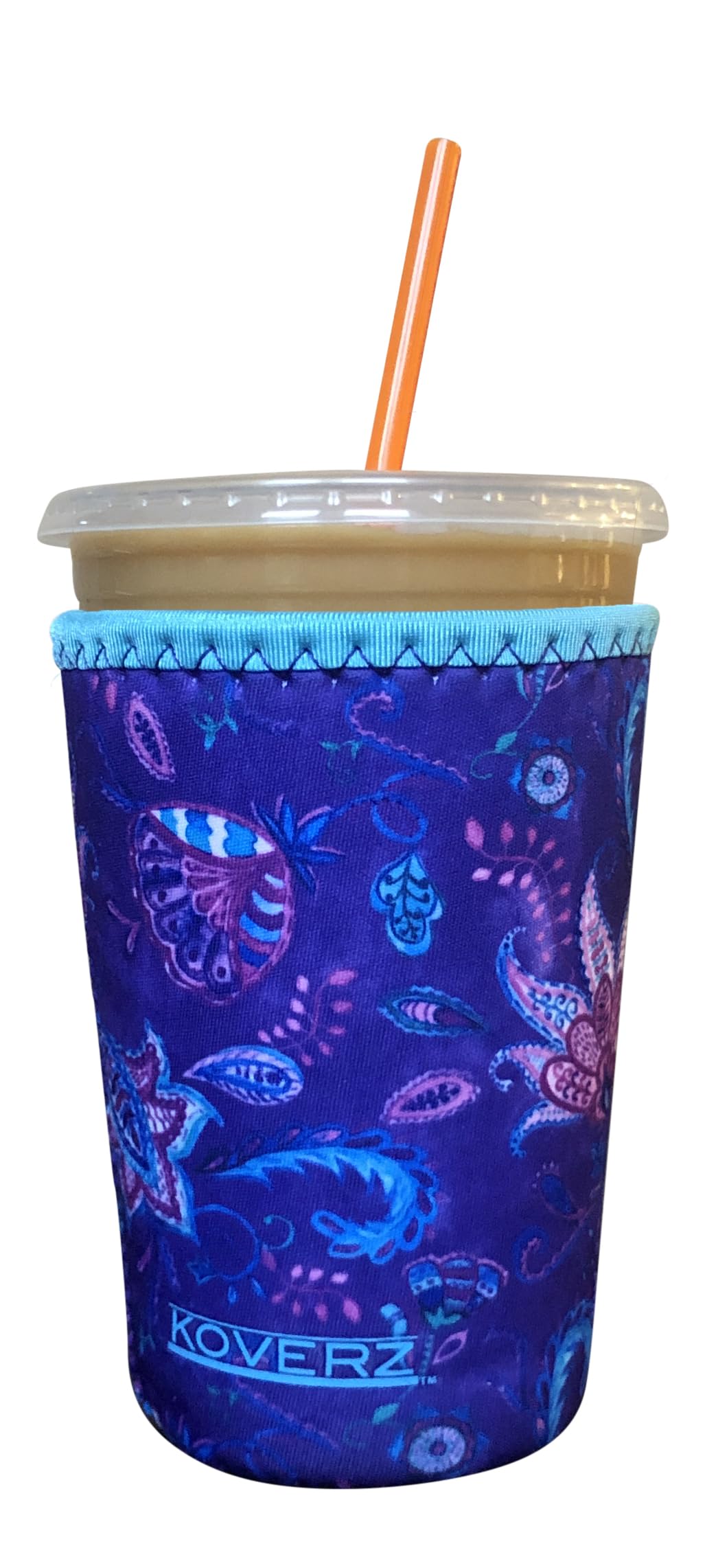 Koverz Medium Violet Whimsy Neoprene Iced Coffee Sleeve, 24 Oz, Fits 22-24 Oz Cups