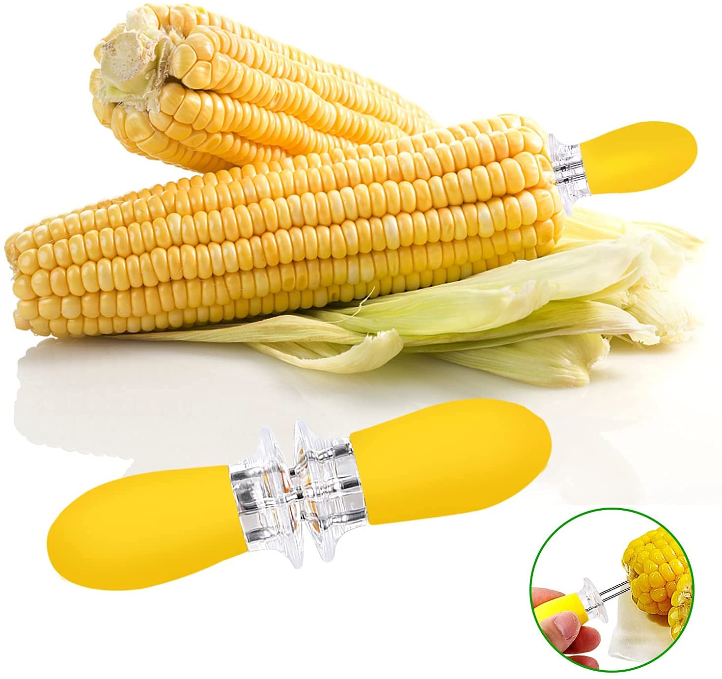 Corn Holders, Augsun 10Pcs/5 Pairs Corn Cob Holders Stainless Steel Corn On The Cob Holders Bbq Fork Skewers For Home Cooking Pa