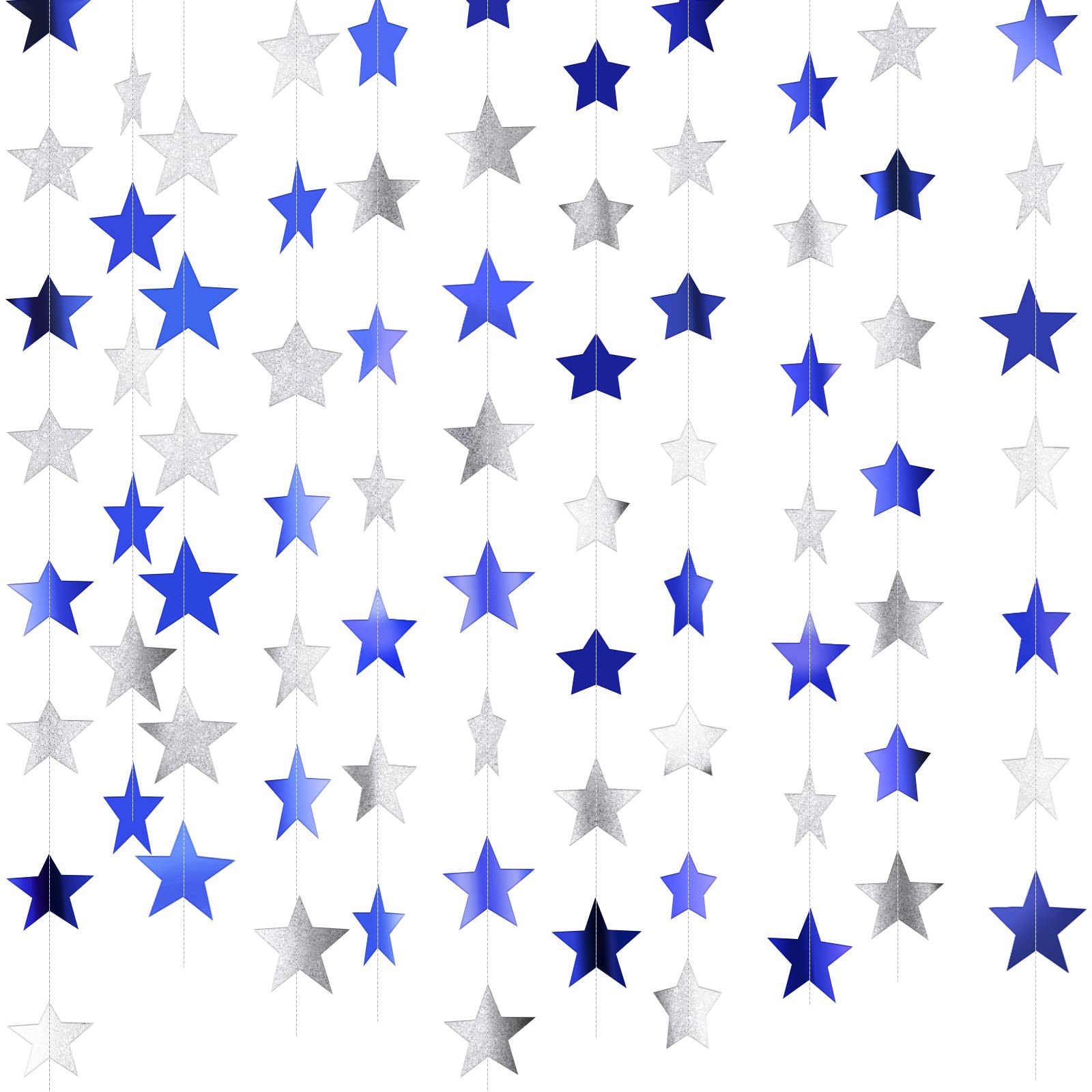 Patelai Glitter Star Garland Banner Decor, 130 Feet Bright Star Hanging Bunting Banner Backdrop For New Year Engagement Wedding