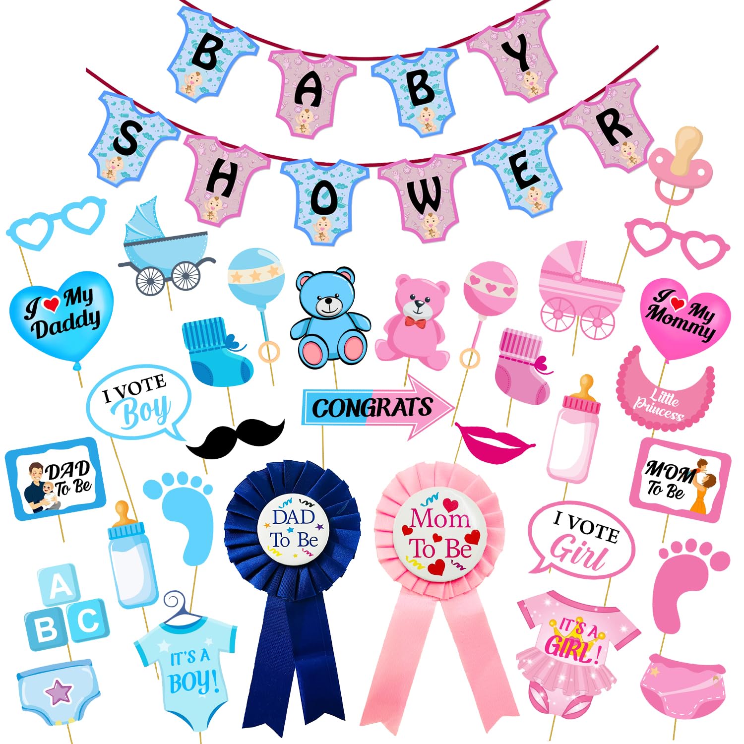 Zyozique  Baby Shower Decorations Items Set | Props For Baby Shower Decorations  Mom To Be Decorations Kit| Paper Banner , Phot