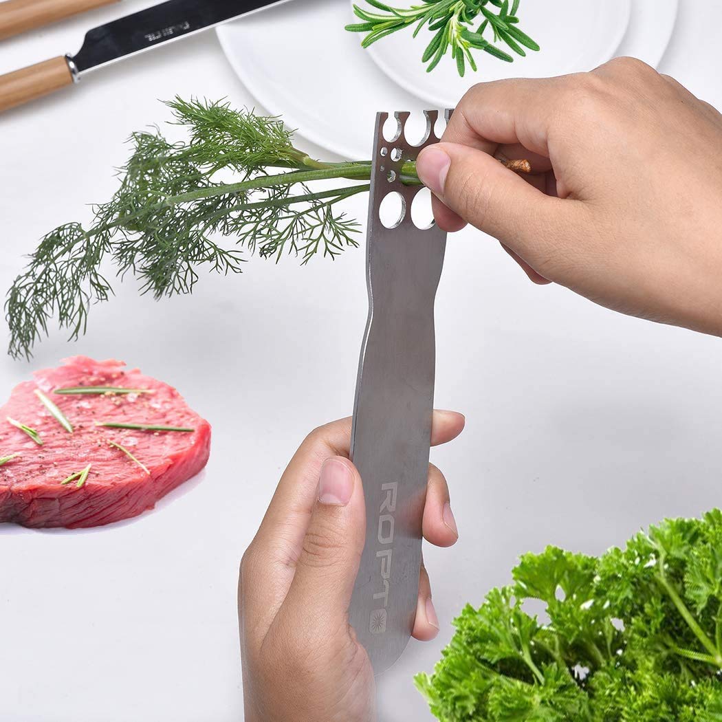 Herb Stripper Stainless Steel Kitchen Herb Leaf Stripping Tool Metal Herb Pealer Looseleaf Kale Razor For Kale, Chard, Collard G