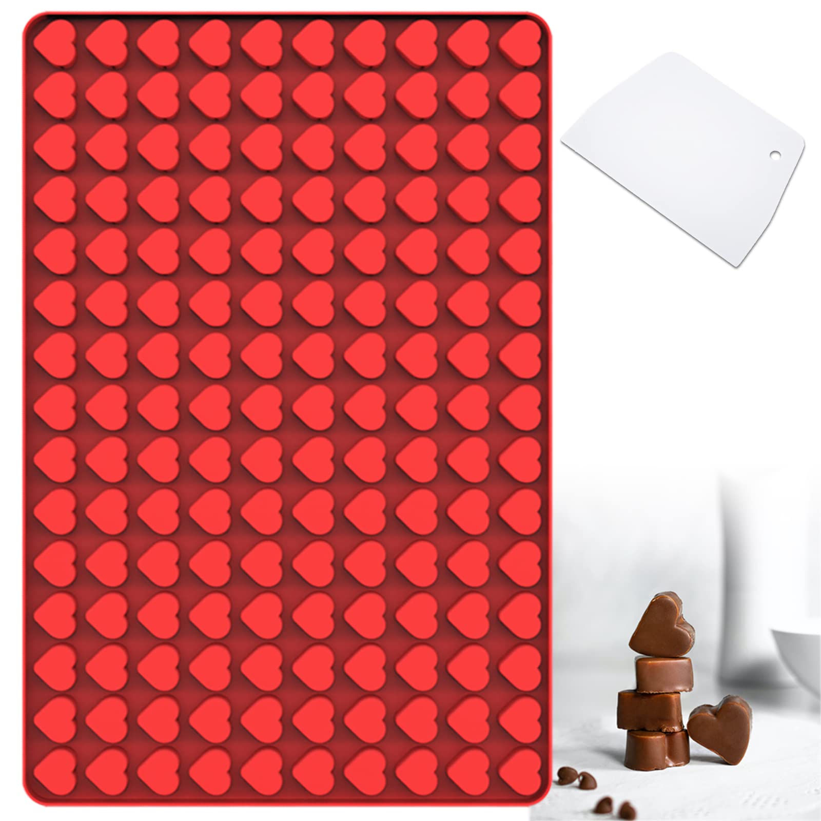 Amyandone Mini Heart Silicone Mold, 150 Cavities Heart Shape Chocolate Molds For Homemade Candy/Fondant/Gummy/Jelly, Food Grade
