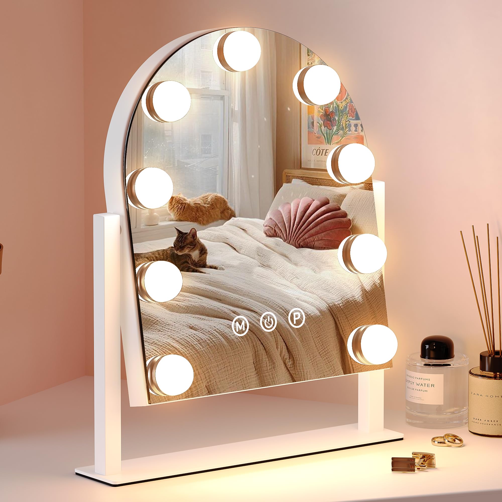 ZL ZELing Makeup Mirror with Lights  Vanity Mirror with Lights  Lighted Makeup Mirror  3 Color Modes  Dimmable Light 360 Rotation