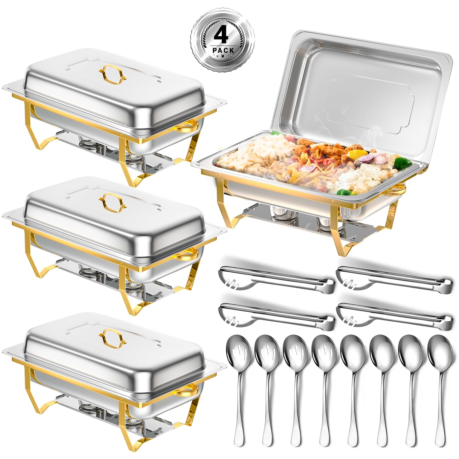 Keyoxy Chafing Dishes for Buffet, 8 Qt High Grade Chafing Dish Buffet Set, Full Size Pan, Rolled-Edge Design Food Warmers for Pa