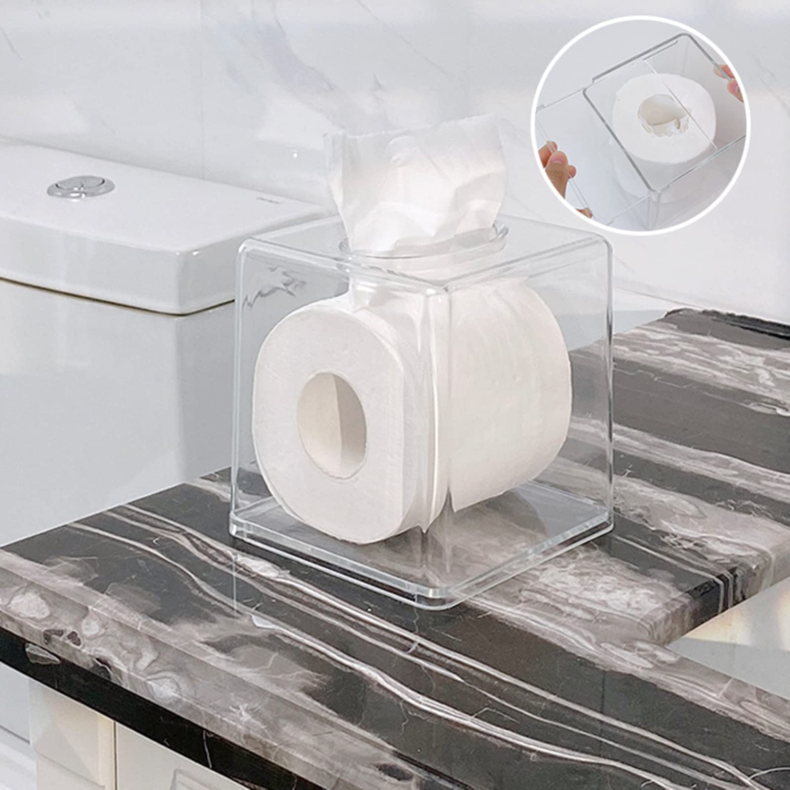 Yopay 2 Pack Square Tissue Dispenser Box, Clear Facial Acrylic Tissue Box Holder, Cover Napkin Organizer For Dryer Sheets, Bathr