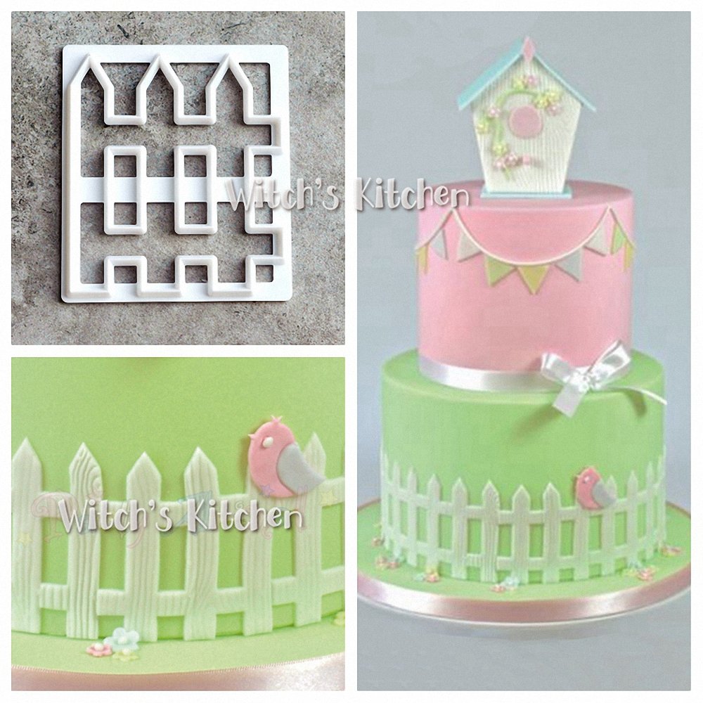 Moldfun 2Pcs Wood Fence Cookie Cutter Plastic Mold For Fondant, Gum Paste, Polymer Clay, Cake Border Decorating