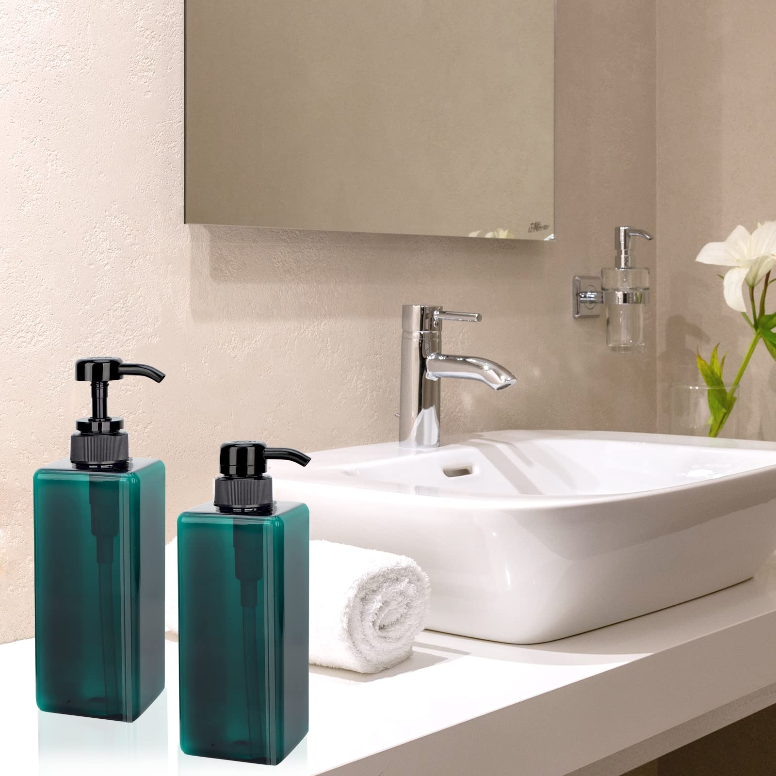 Suream Shampoo Dispenser Bottle - 22Oz/650Ml, Plastic Body Lotion Bottles With Pump, 3Packs Large Capatity Empty Containers For