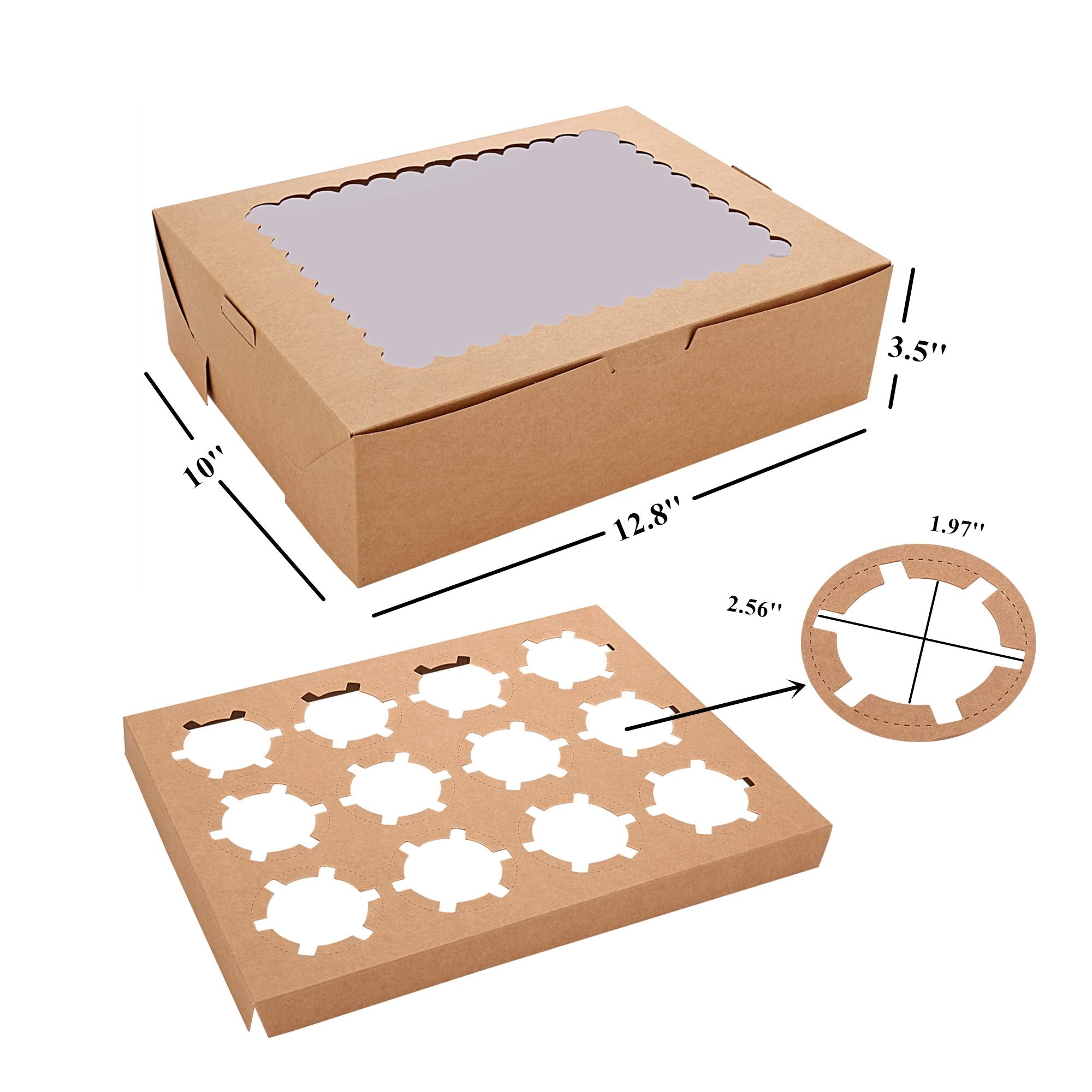 Tcoivs 6-Set Cupcake Boxes Hold 12 Standard Cupcakes, Cupcake Containers With Windows And Inserts, Cupcake Carrier, Food Grade K