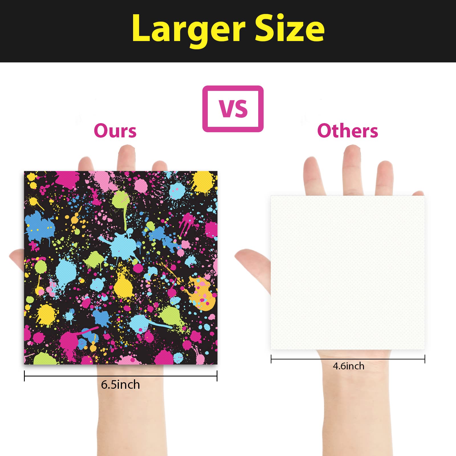 Gisgfim 50 Pcs Neon Napkins Glow In Dark Birthday Party Disposable Paper Napkins Glow Party Supplies Decoration Set